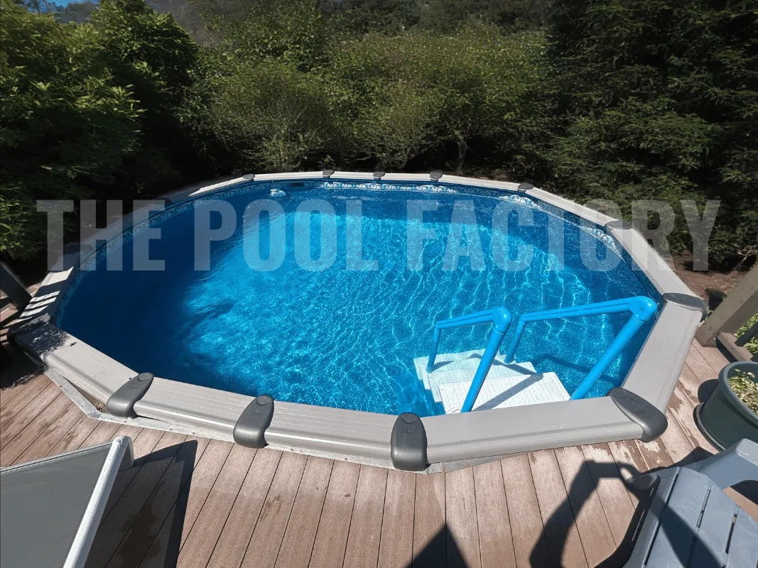 Saltwater Titan Oval Pool with surrounding partial deck.