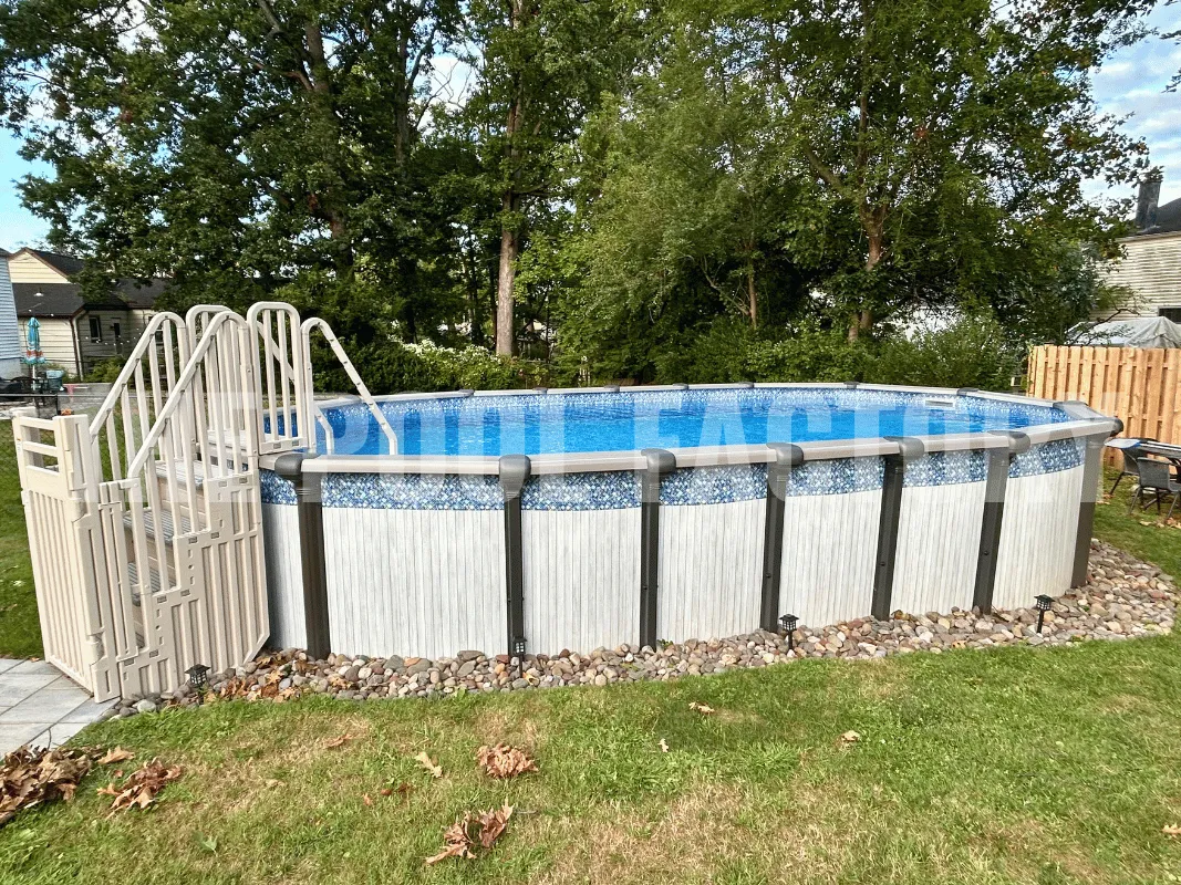 Saltwater Titan Oval Pool with Confer SES Step Enclosure System.  