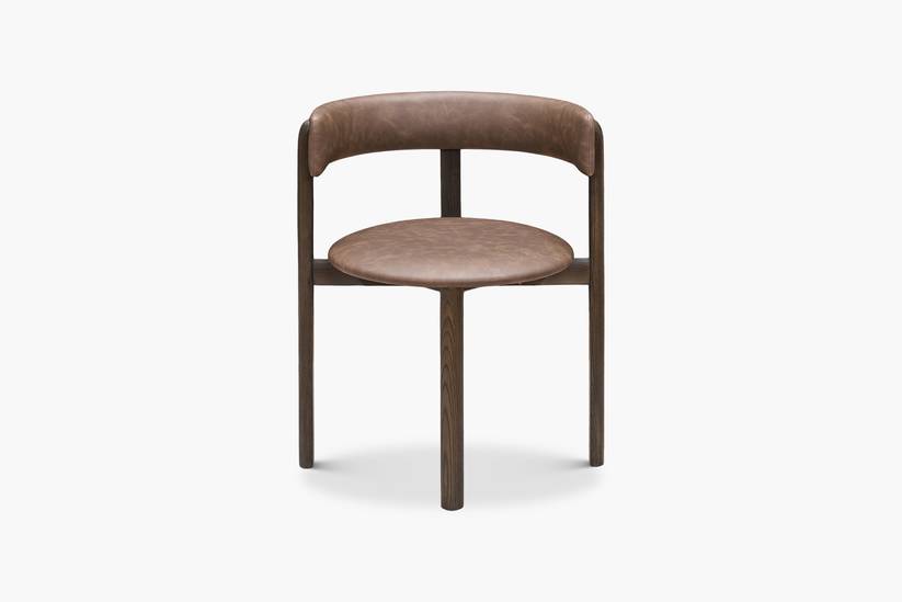 Aged Saddle Bellino Dining Chair with Americano Ash Timber Legs