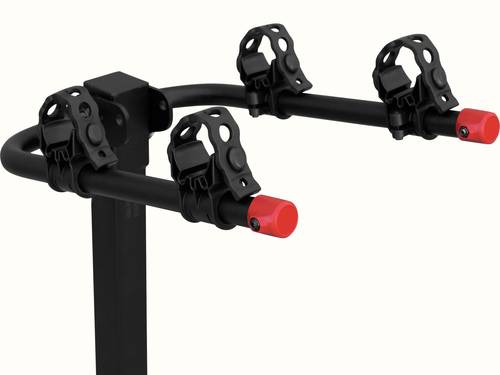 retrospec Lenox Plus Hitch Mount Car Bike Rack (2-Bikes) shown from a front angle against a clean background, highlighting the dual cradle arms with padded frame clamps and red safety end caps.