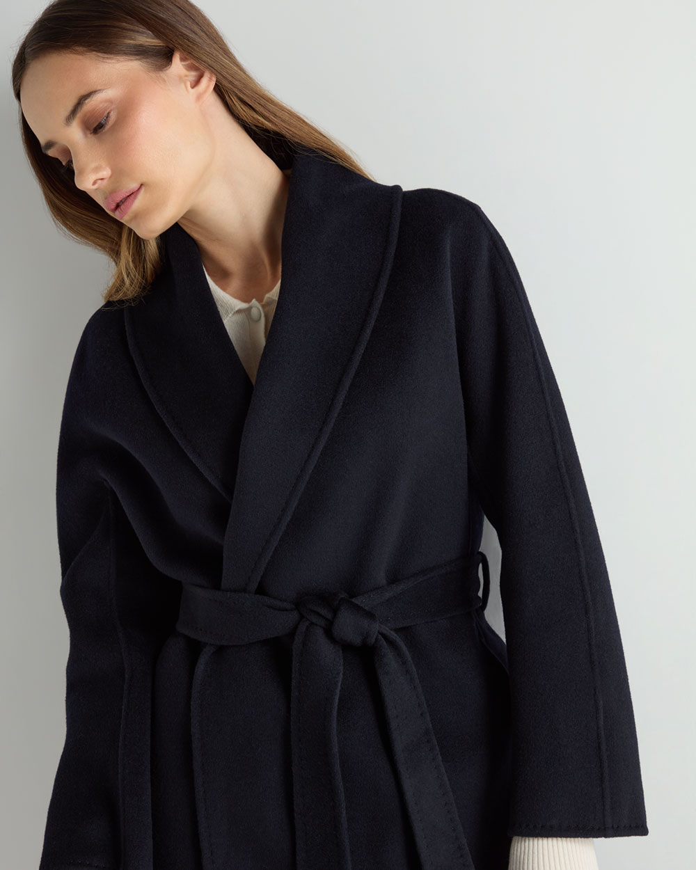 SOVEREIGN SVDB WL/NY TWL BAL COAT サイズM Women's Short Wool Cashmere Coat Dark Navy Blue | N.Peal