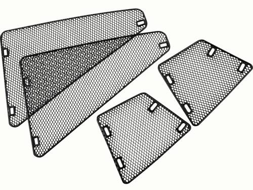 retrospec Roo Rev electric cargo bike wheel guard set in black showing four mesh panels on a white background.

