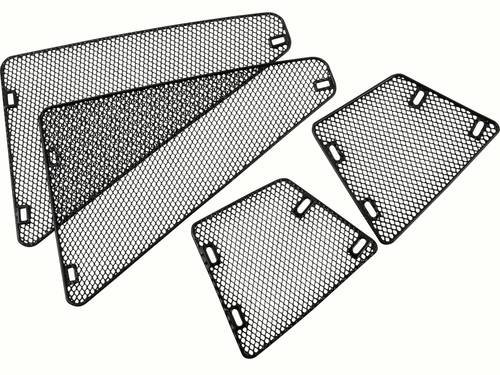 retrospec Roo Rev electric cargo bike wheel guard set in black showing four mesh panels on a white background.
