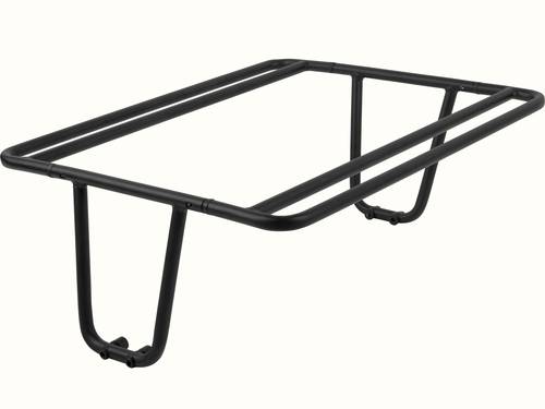 Black rear cargo rack passenger handrail accessory for the retrospec Roo Rev XL Electric Bike, shown detached on white background
