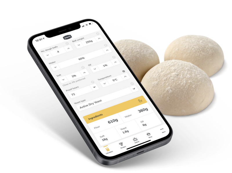 Hol dir die Ooni-App für einen Teig-Rechner und vieles mehr