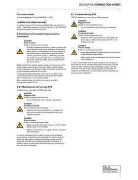 Correction sheet for SP and SPE