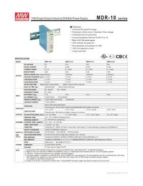 Rail Power Supply, MDR-10 series (Data sheet)