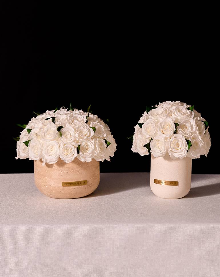 Metal Vases Glow With Luxury Eternity Flowers & Roses - Venus et Fleur®