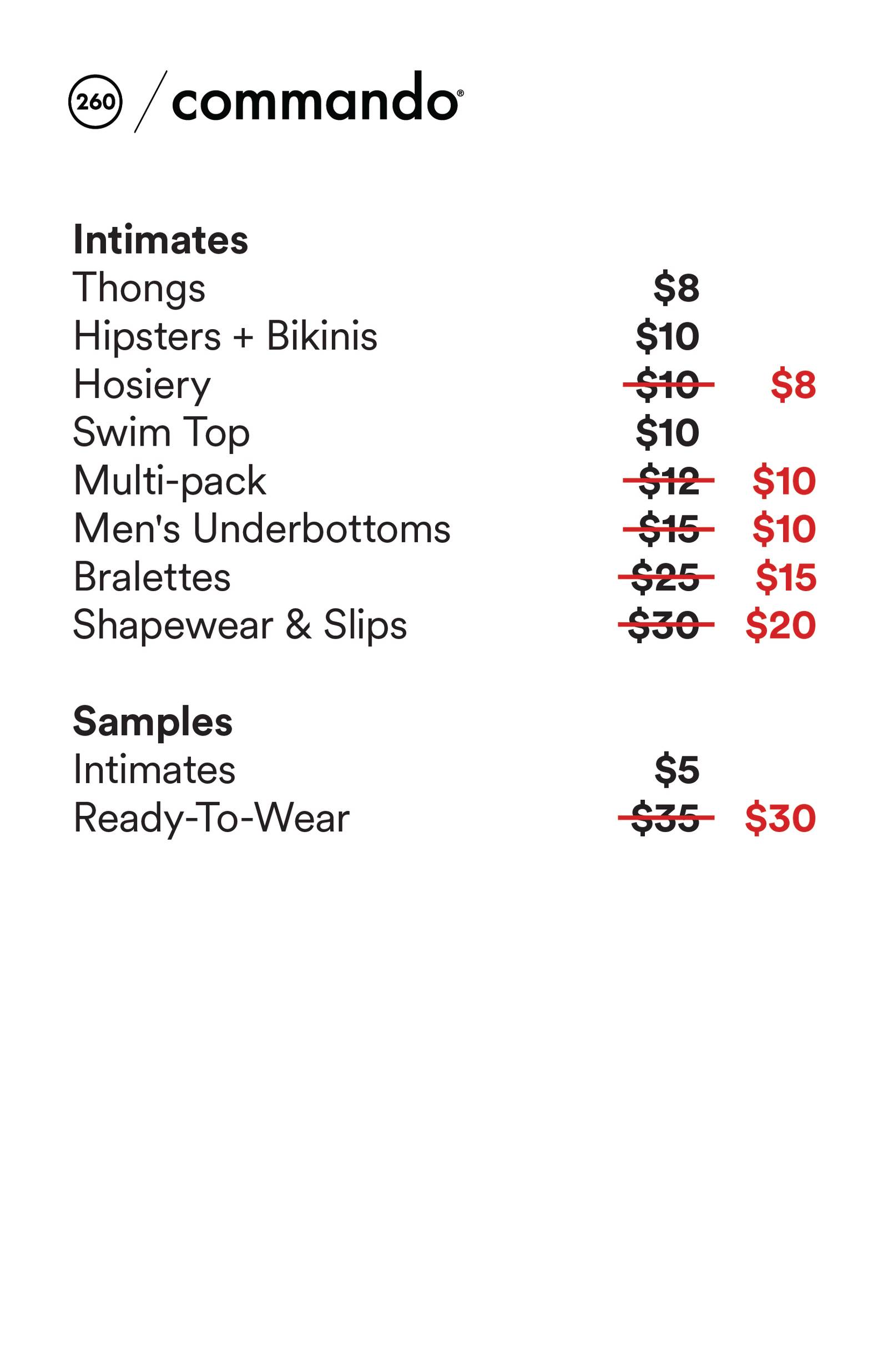 Price list