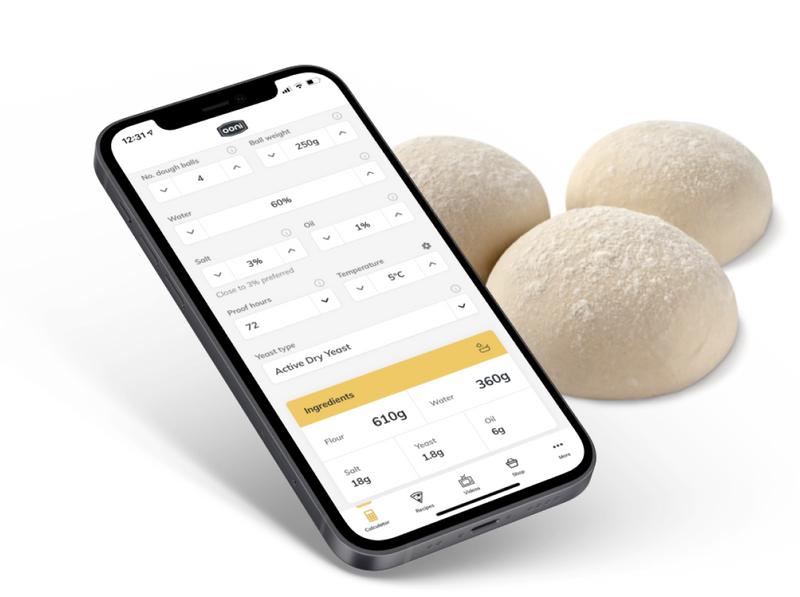 Téléchargez l'application Ooni pour calculer les proportions de votre pâte et bien plus encore