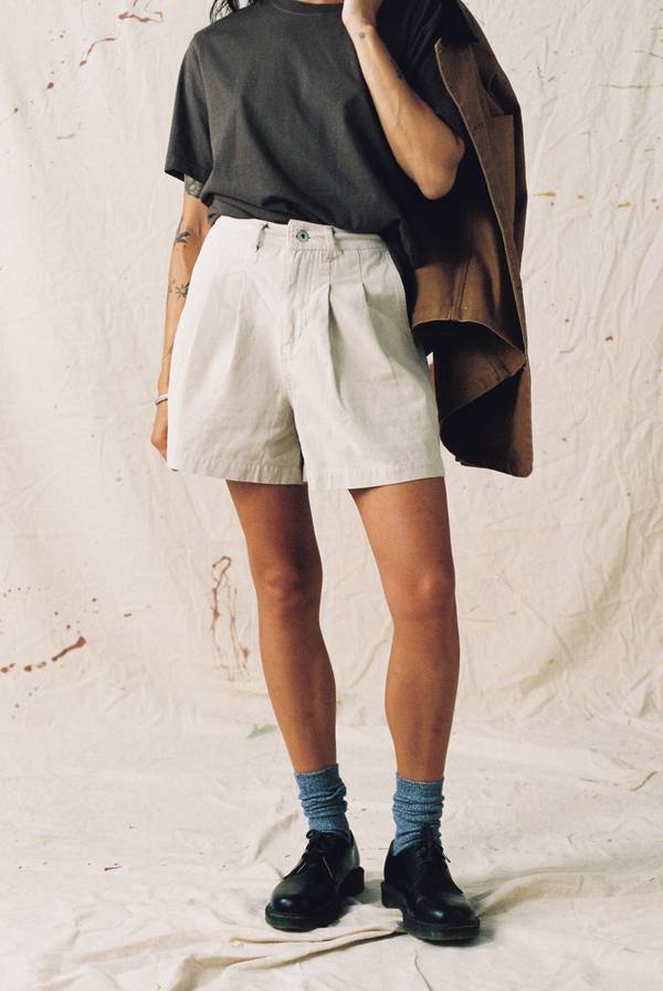 Double Pleated Twill Shorts