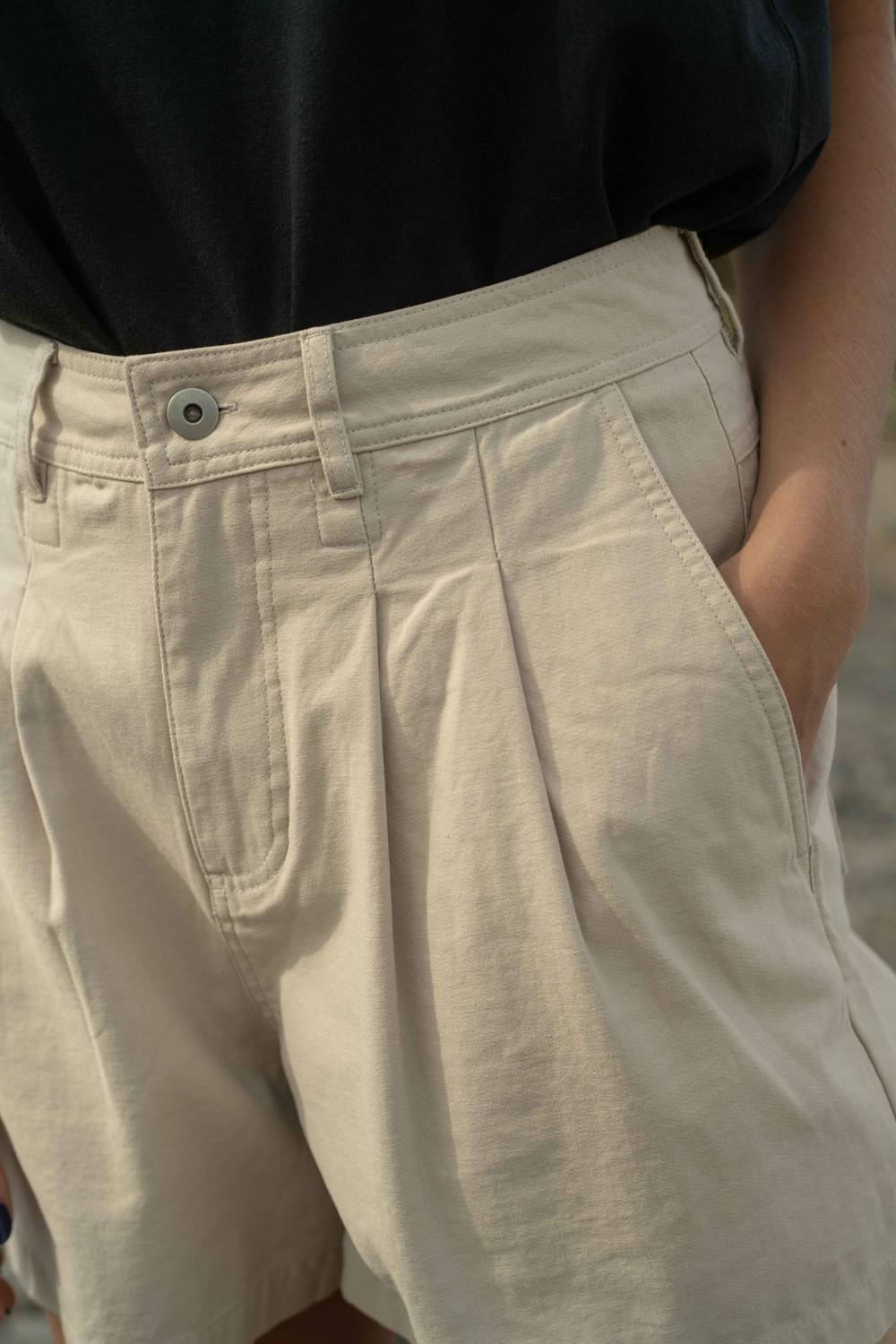 Double Pleated Twill Shorts