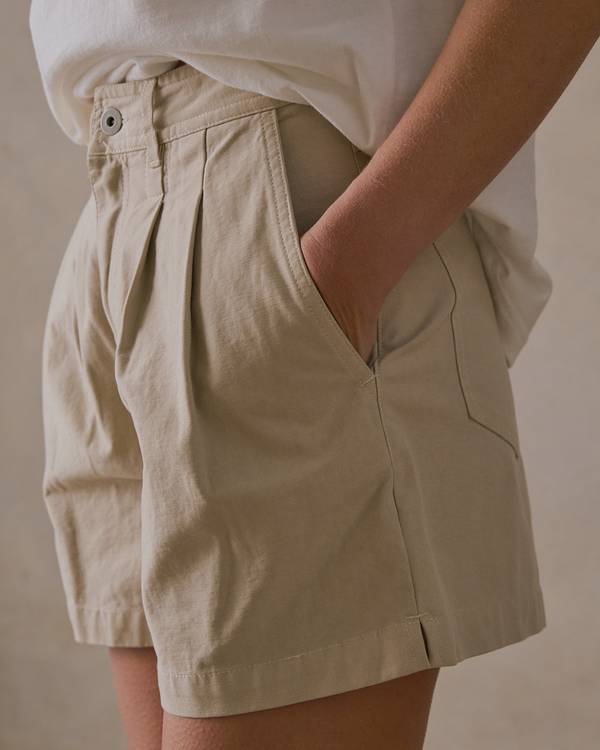 Double Pleated Twill Shorts