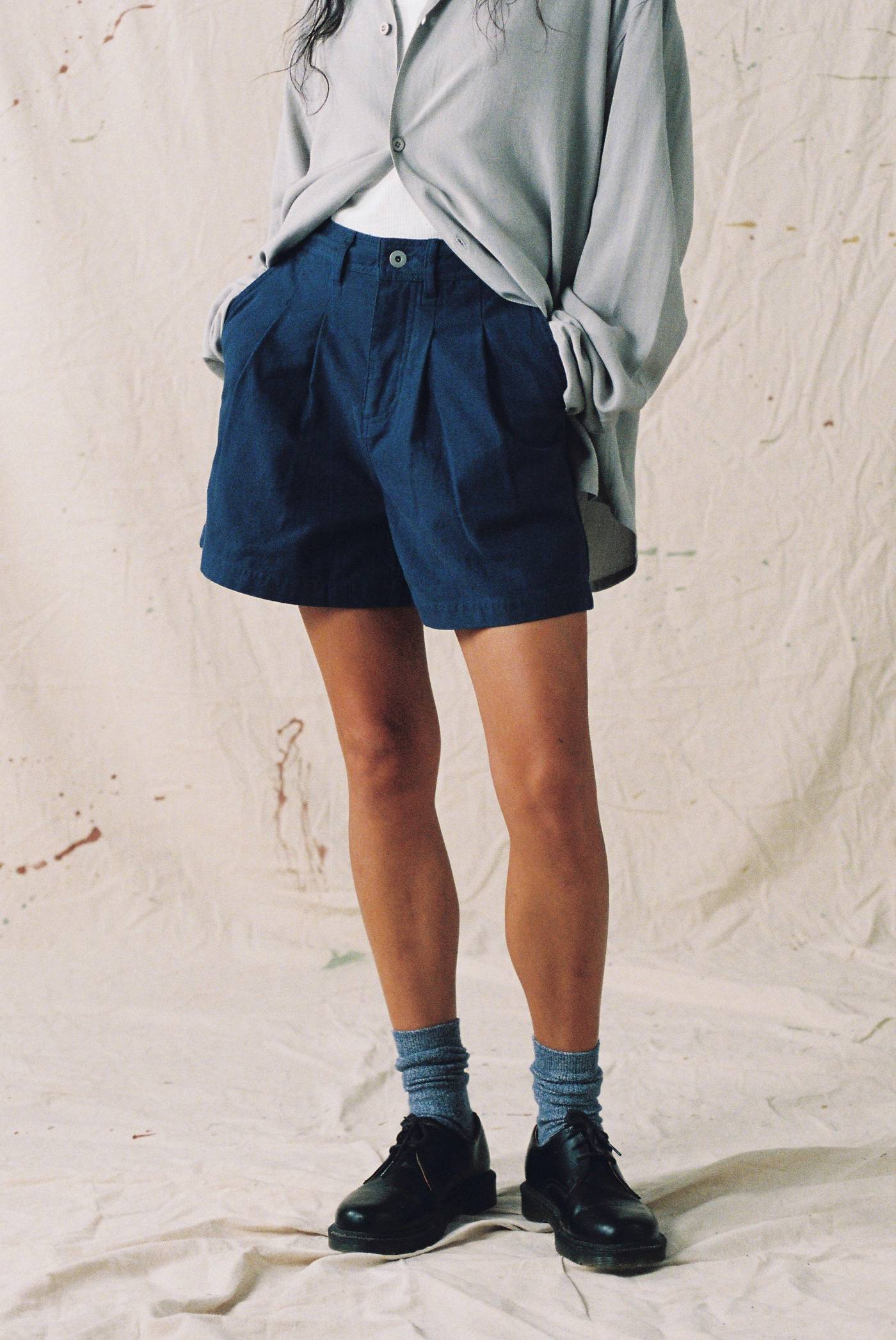 Double Pleated Twill Shorts