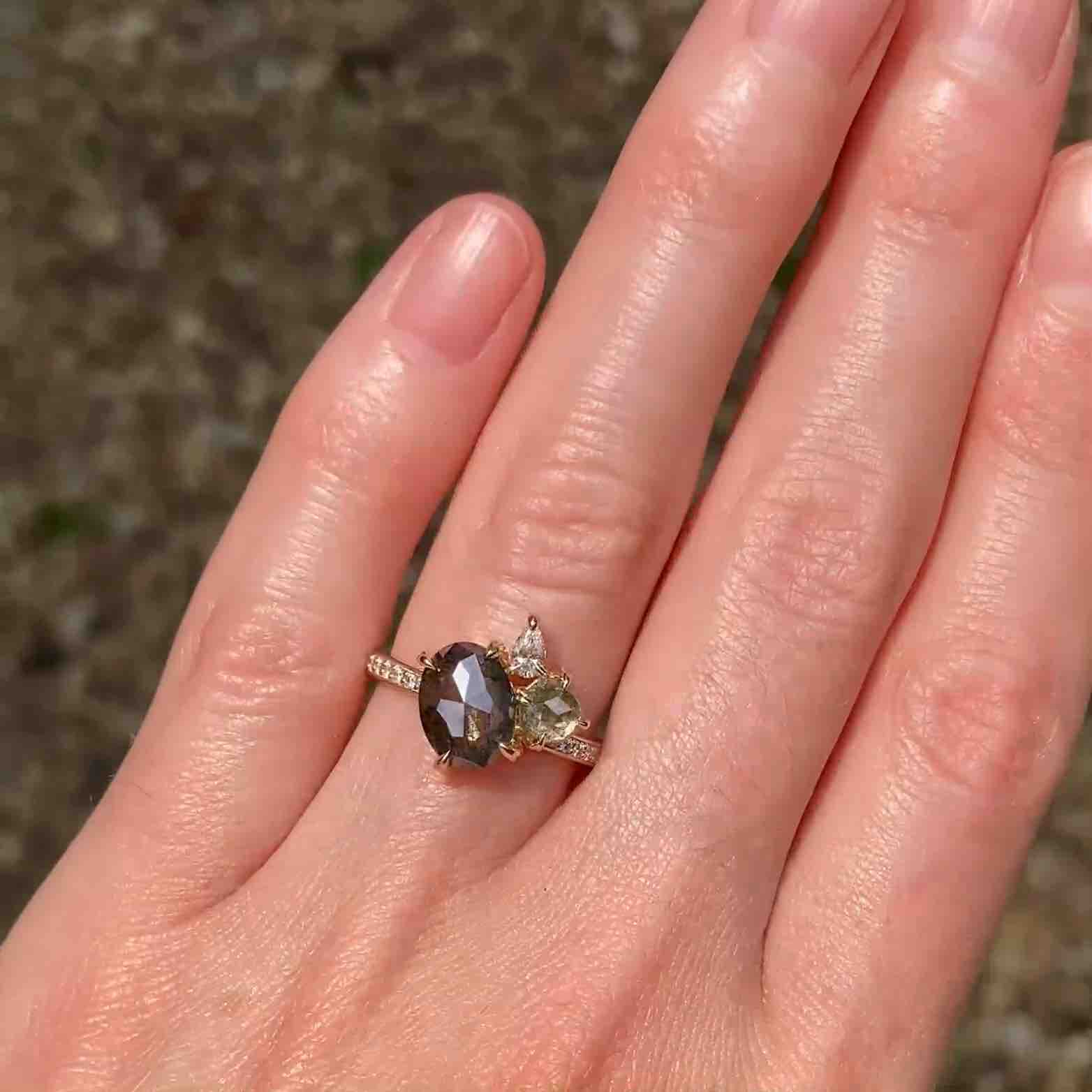 REMY | Rose-Cut Cognac Diamond & White Diamond Accents Ring