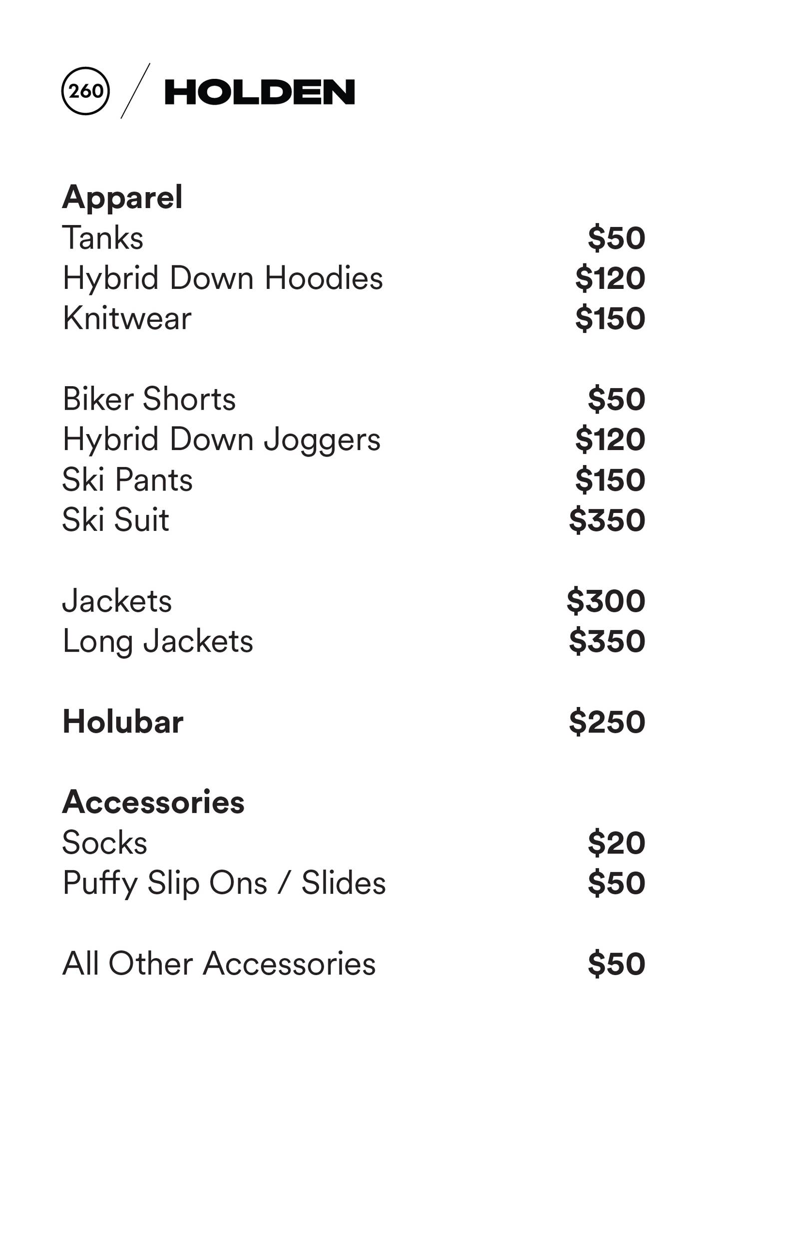 Price list