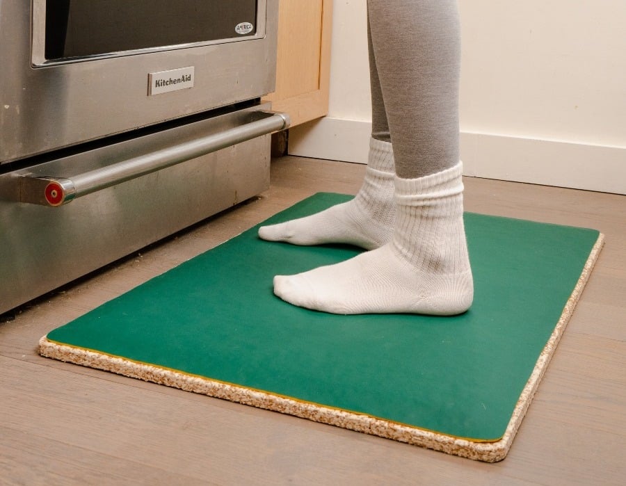 Fulton Standing Mat | Anti-Fatigue | Made from Natural Cork | Support for All-Day Comfort | Perfect for The Kitchen, Desk or Ergonomic Space | Green