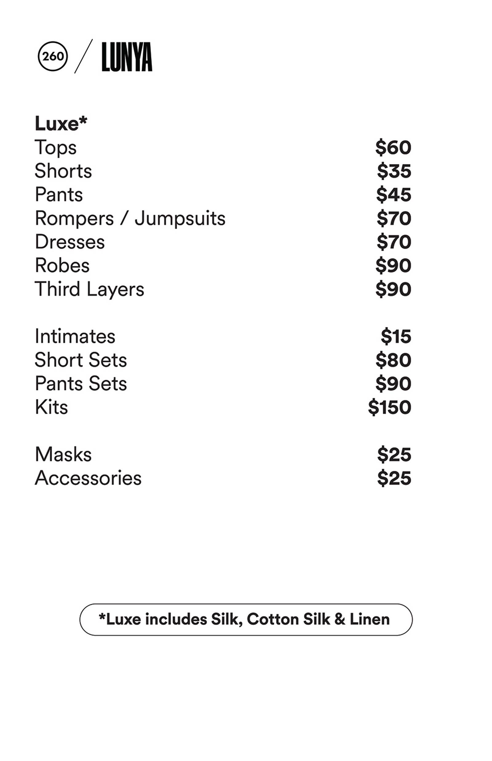 Price list