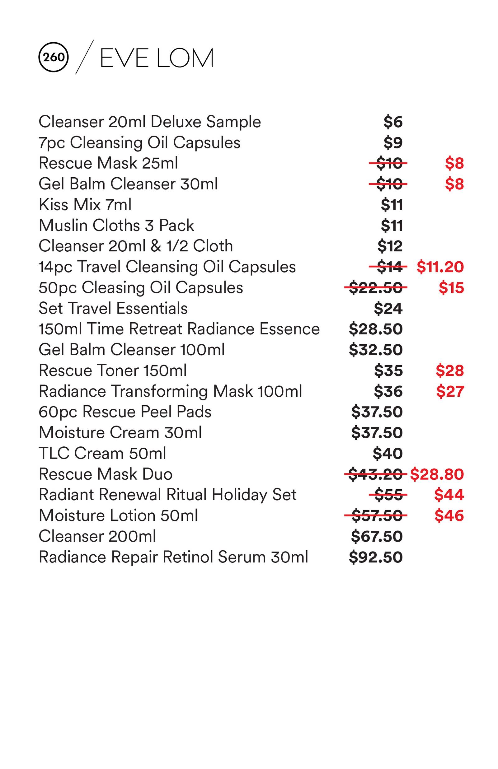 Price list