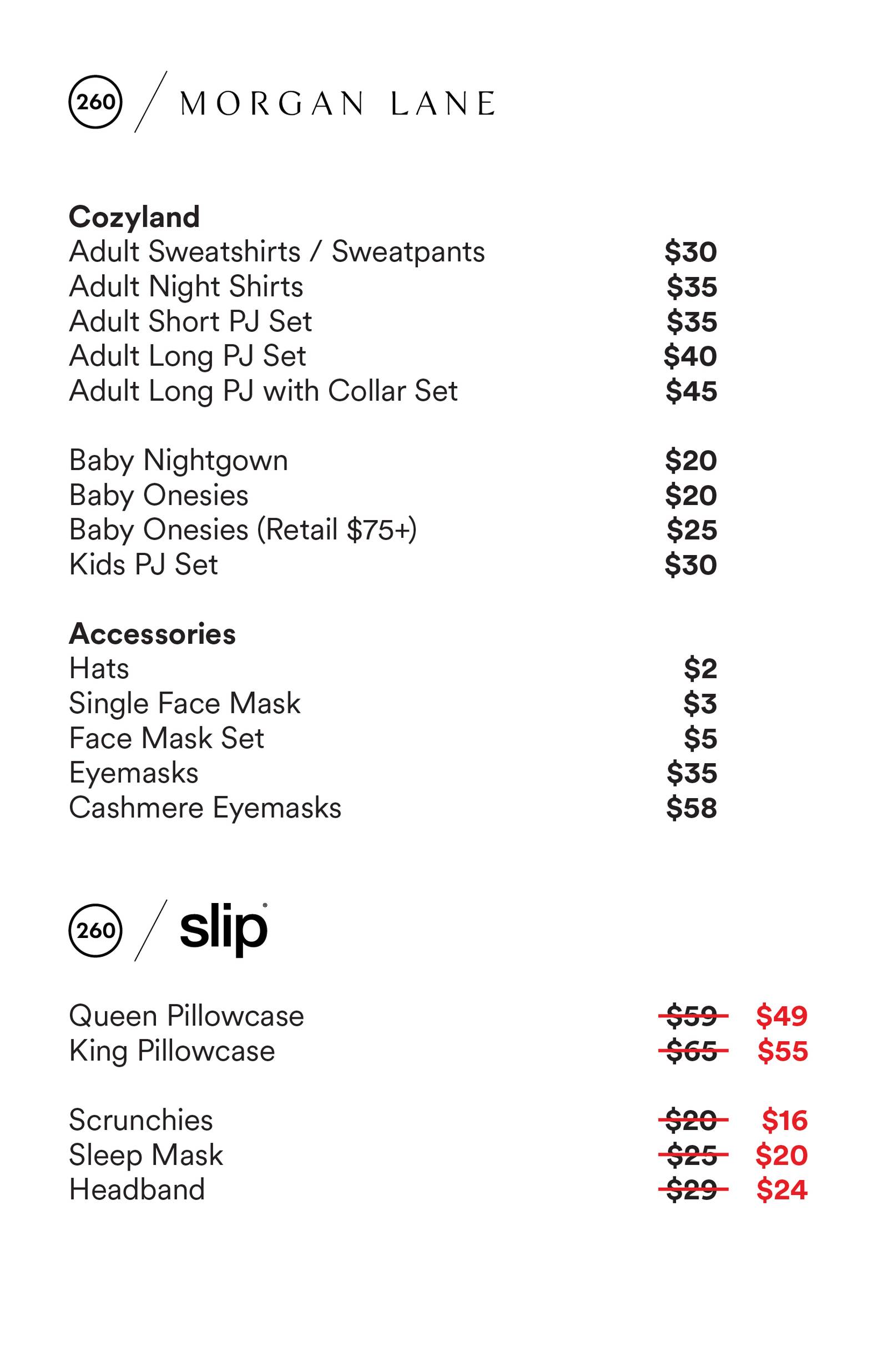 Price list