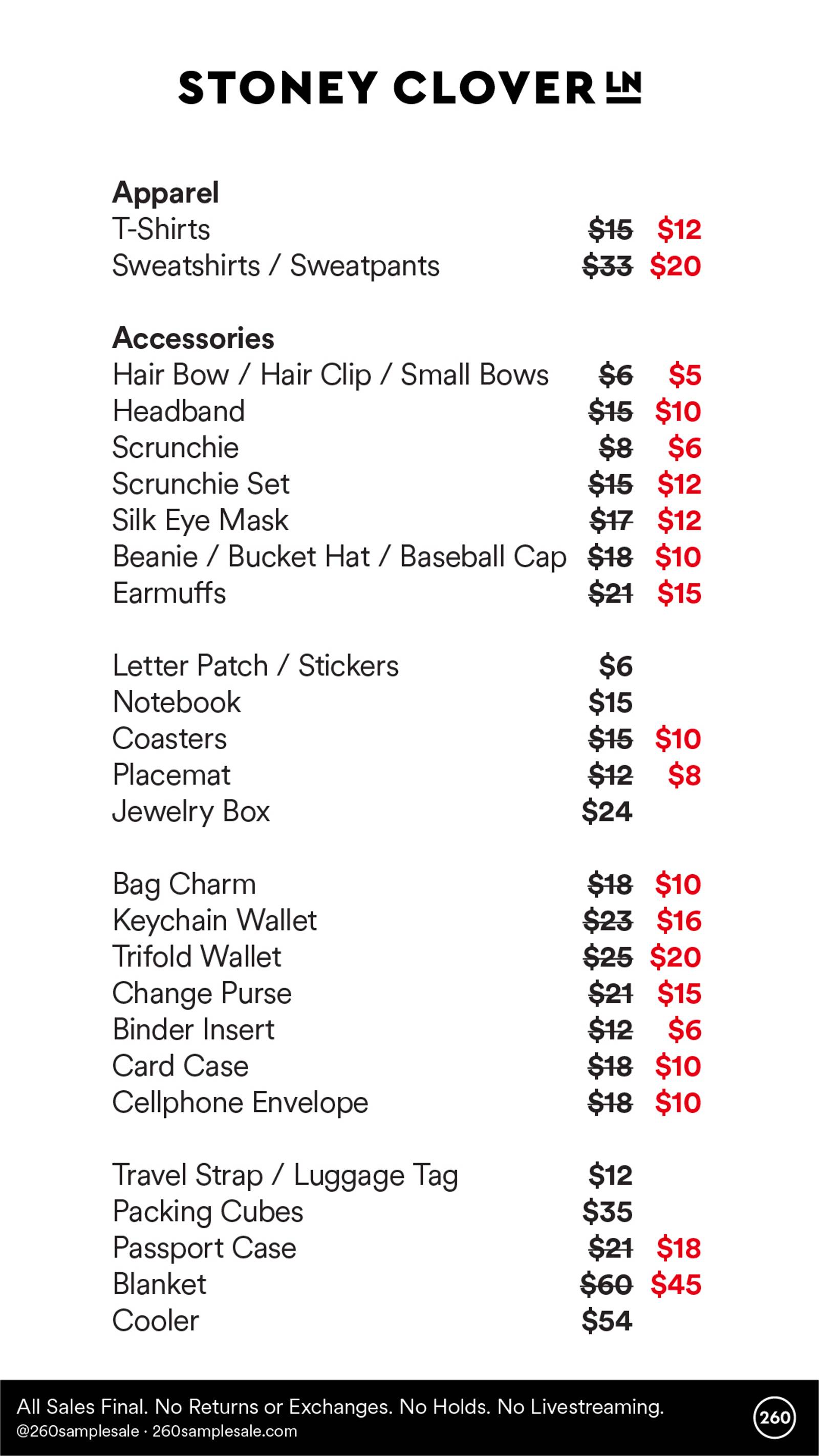 Price list