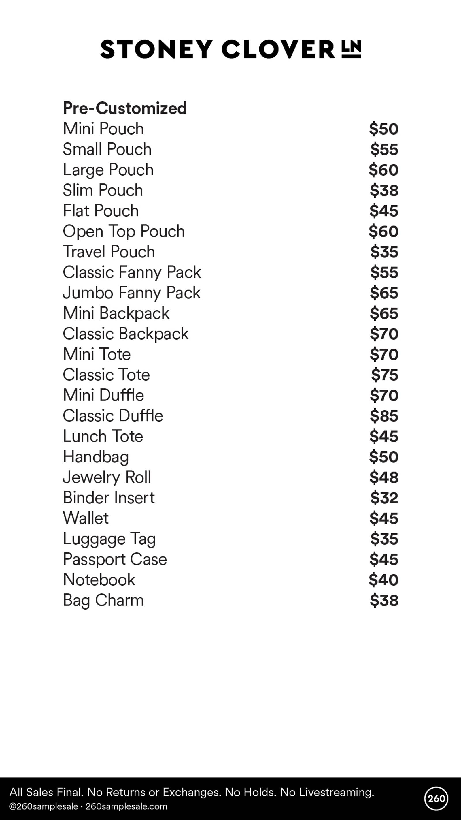 Price list