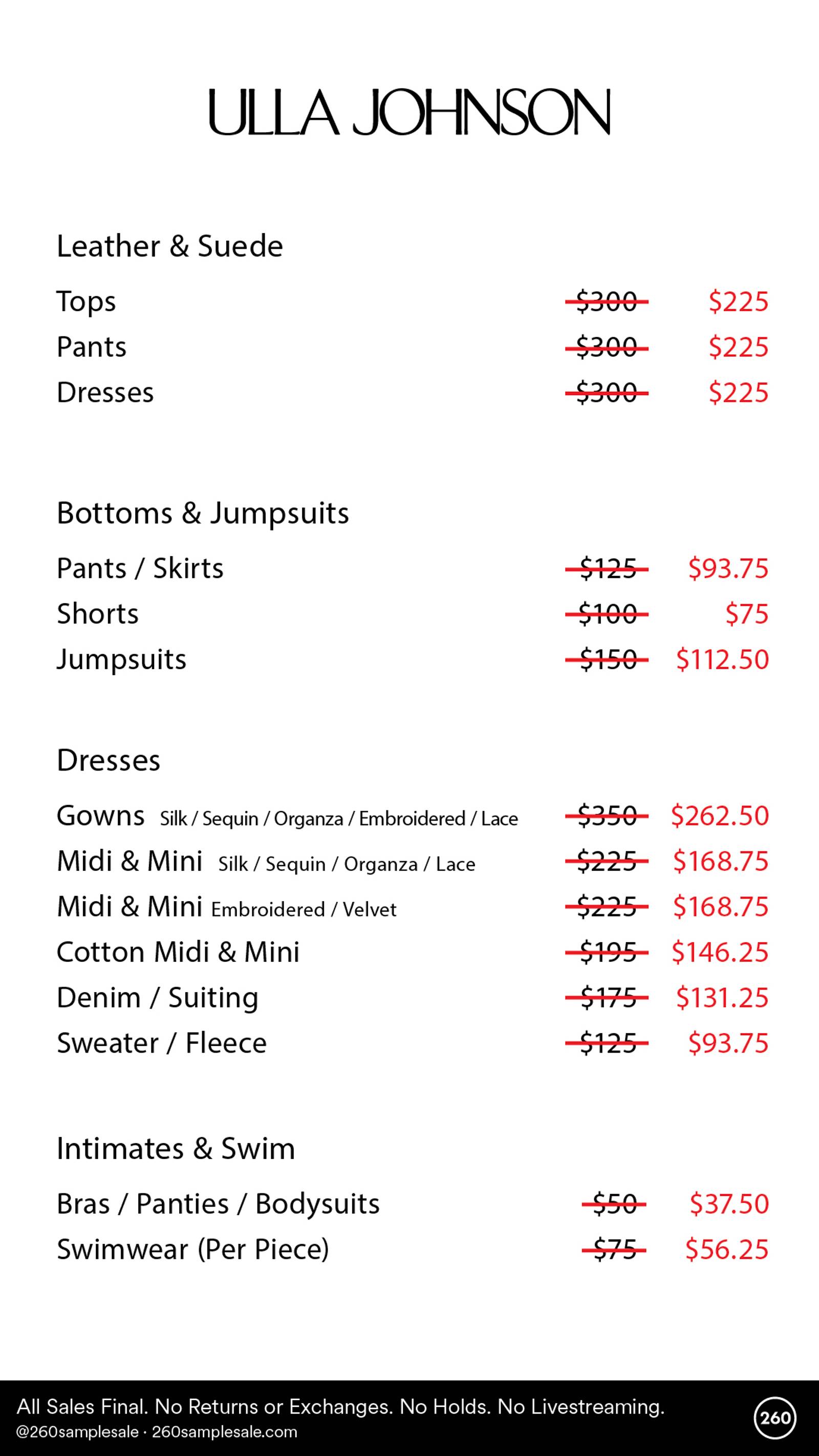 Price list