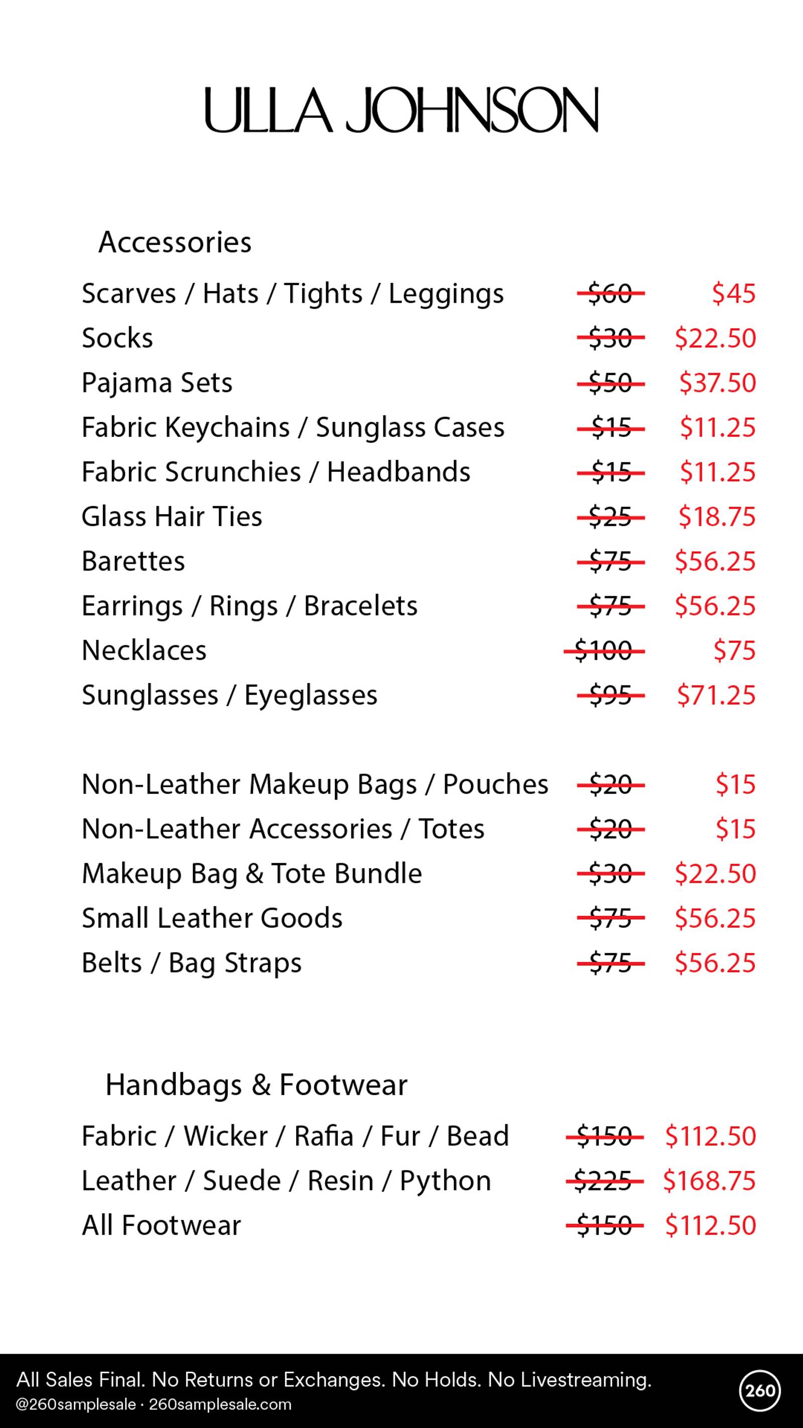 Price list