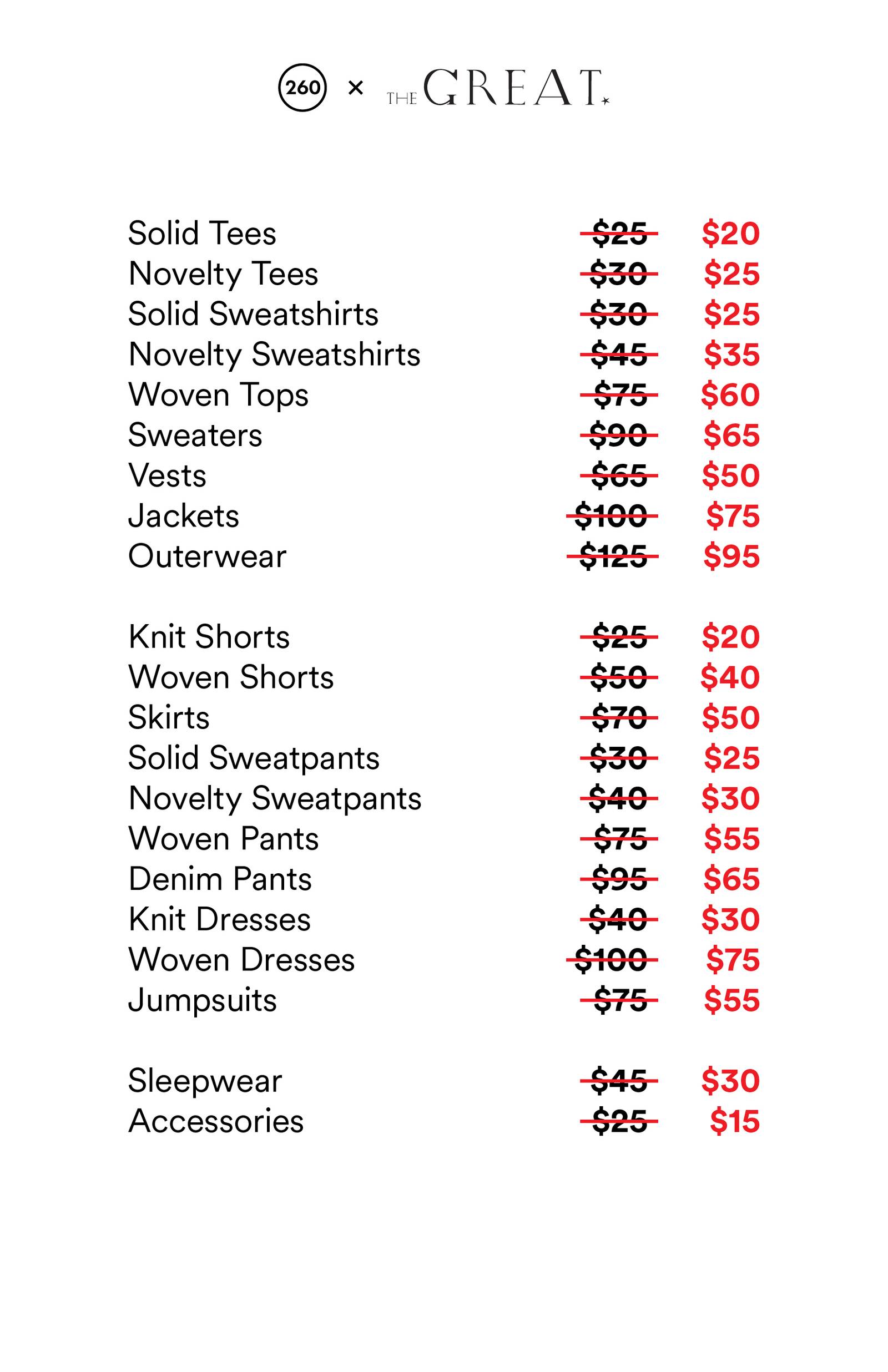 Price list