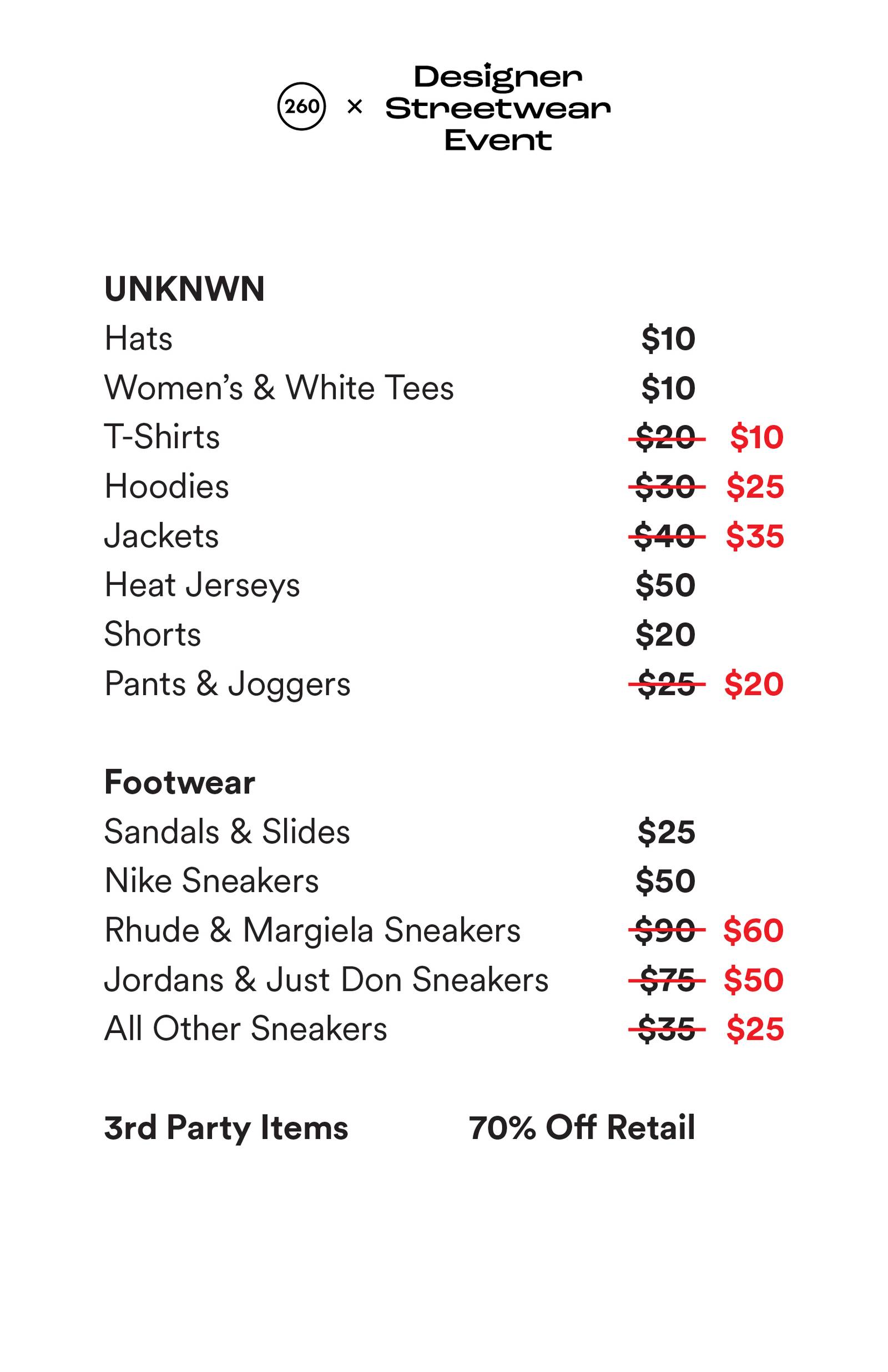 Price list