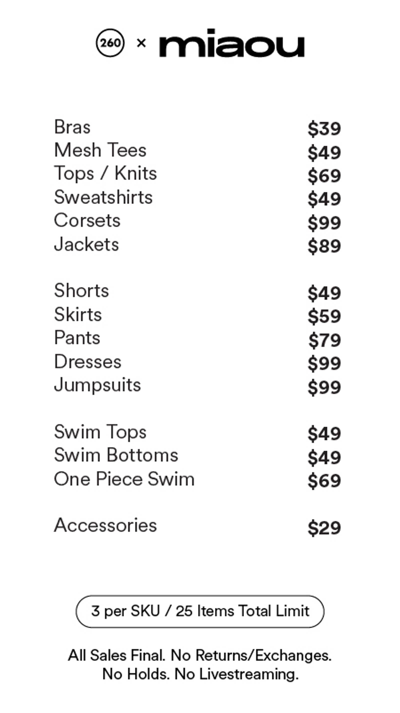 Price list