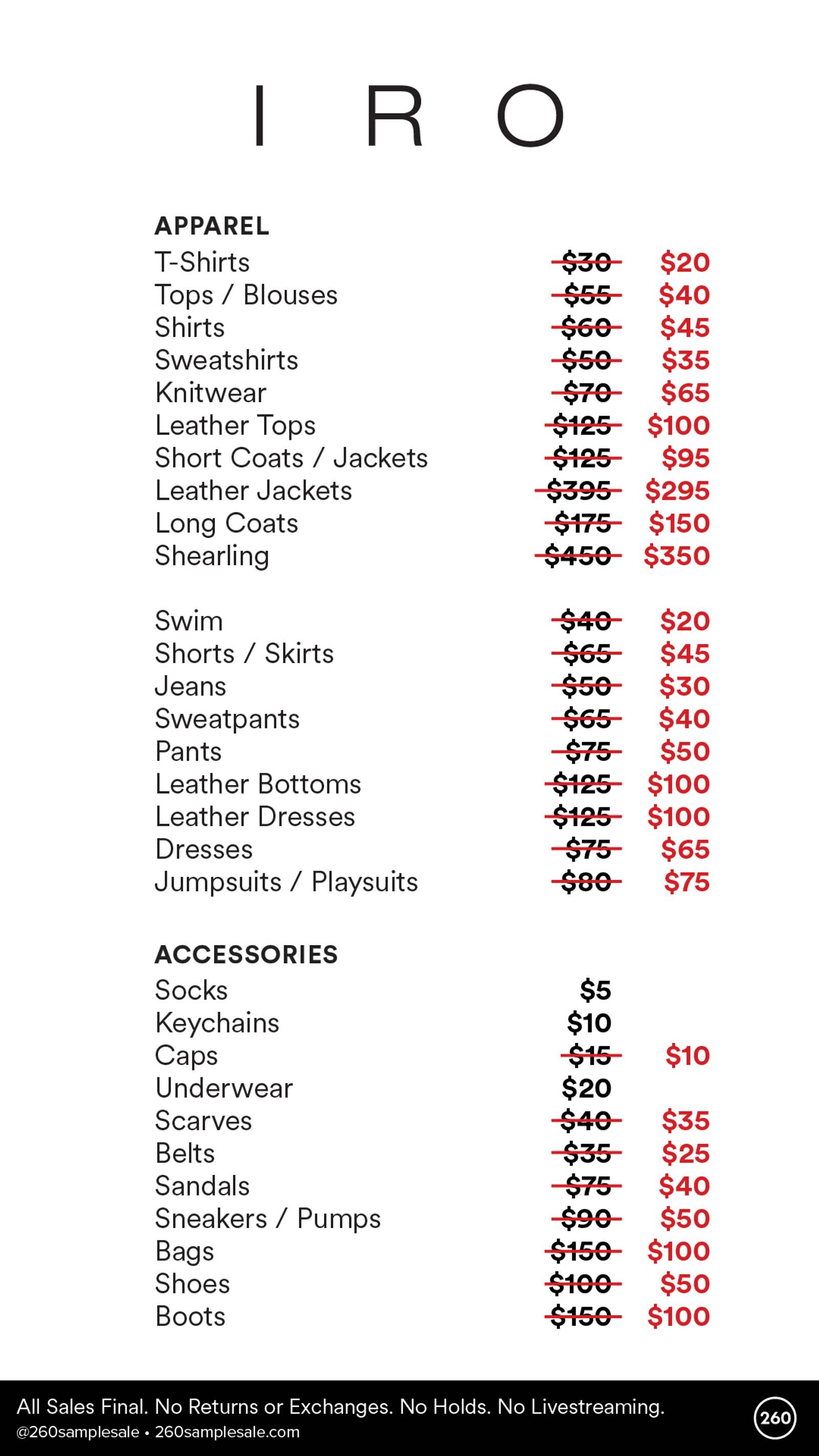 Price list