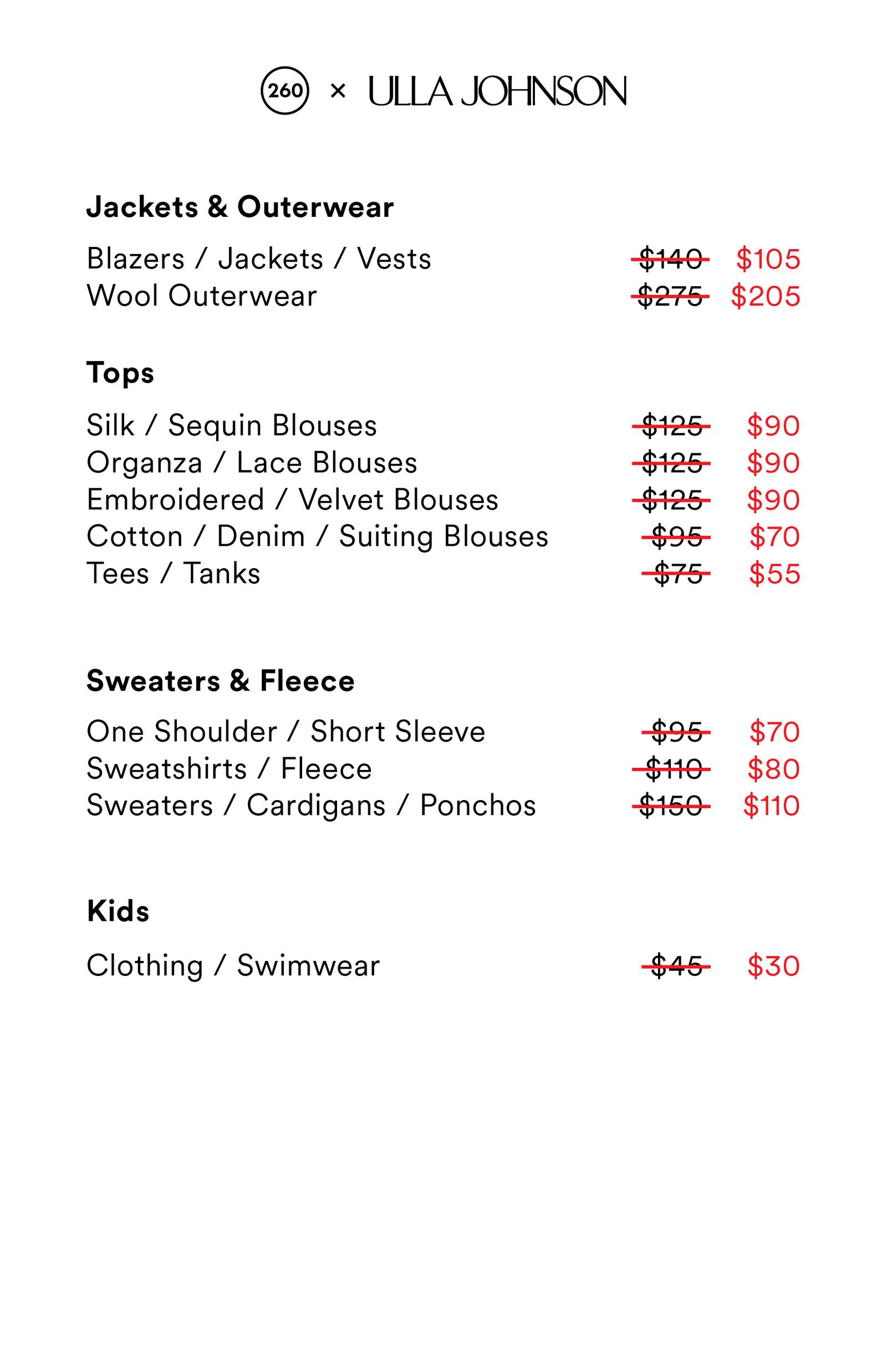 Price list