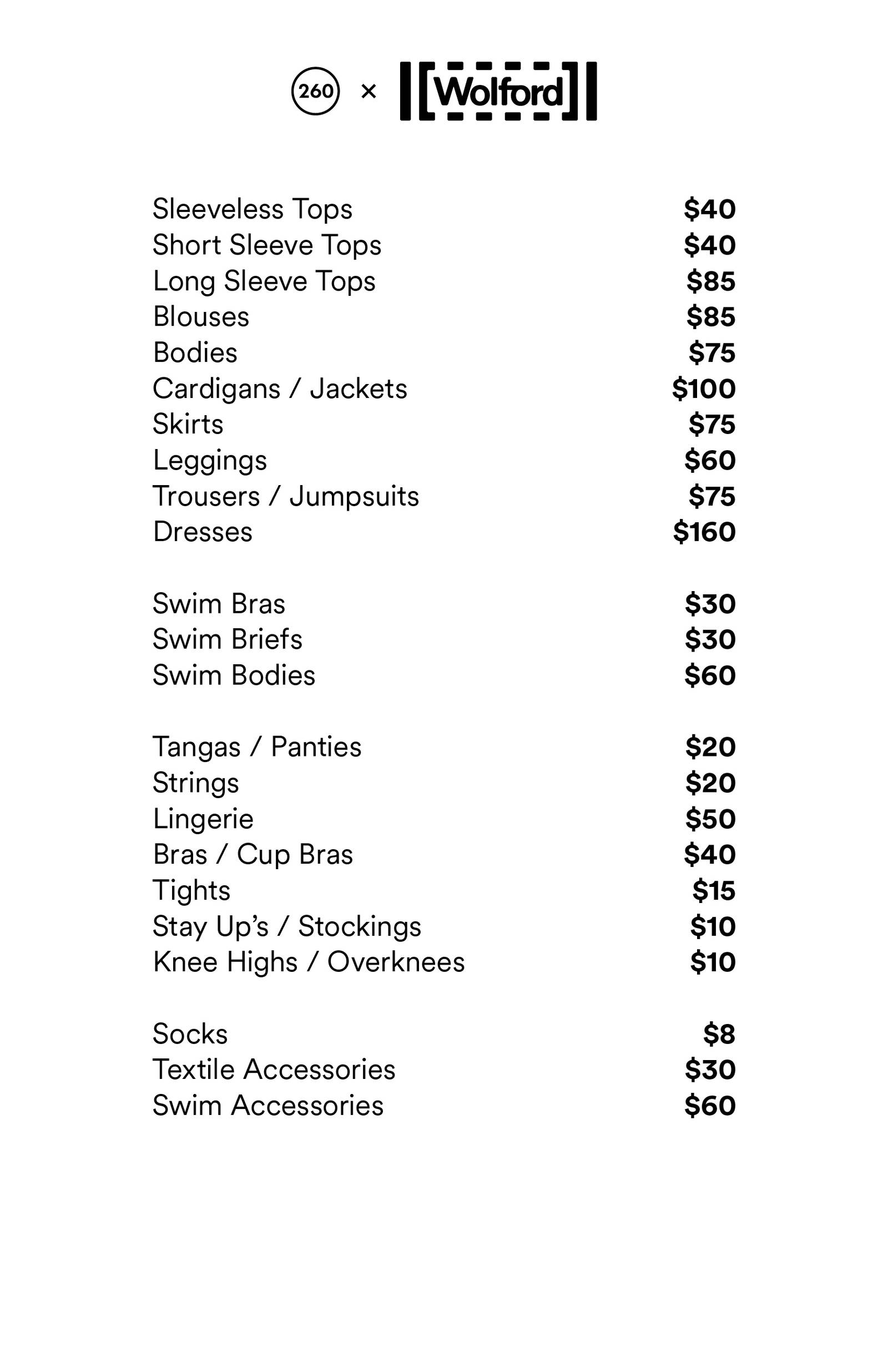 Price list