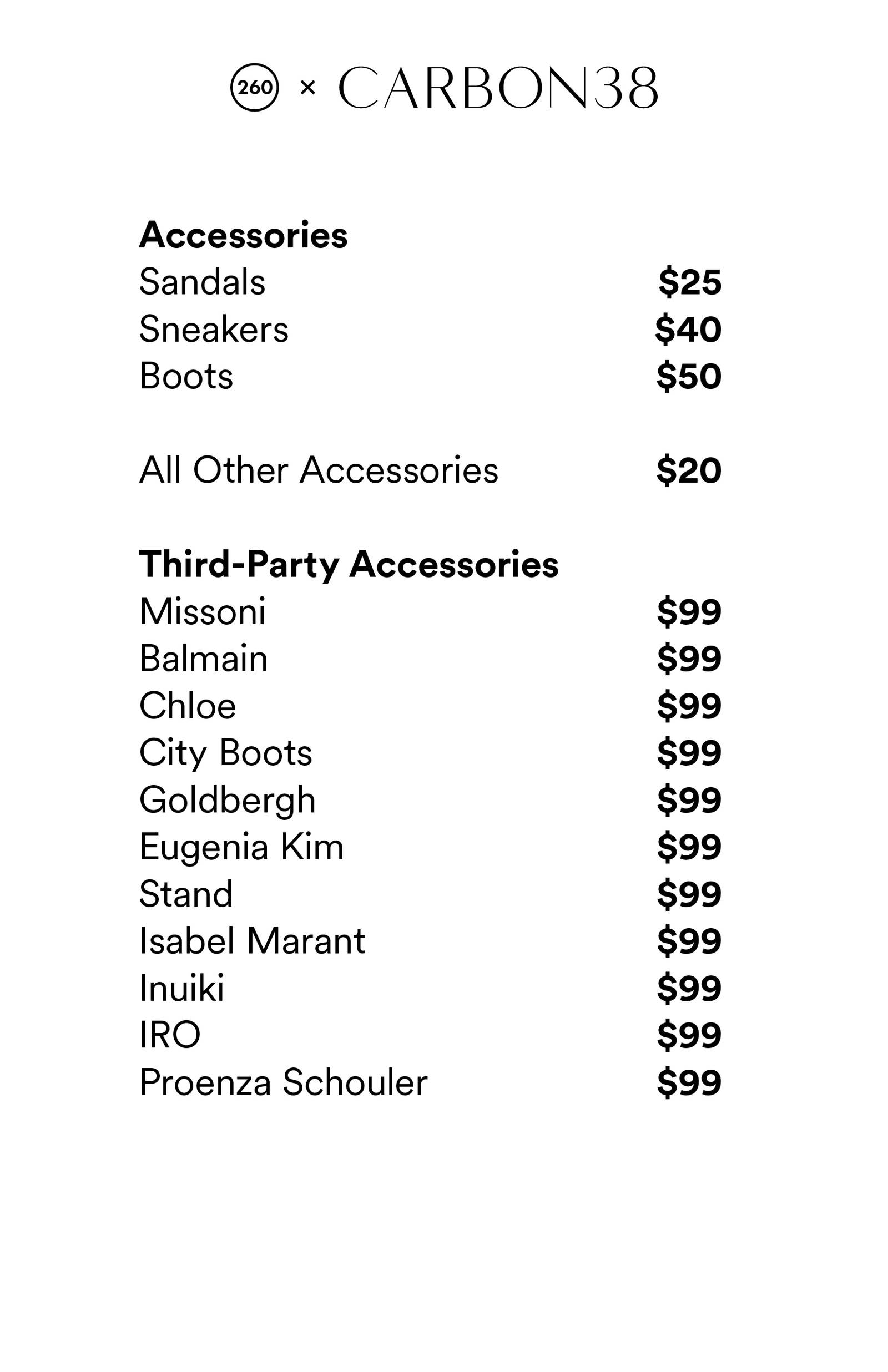 Price list