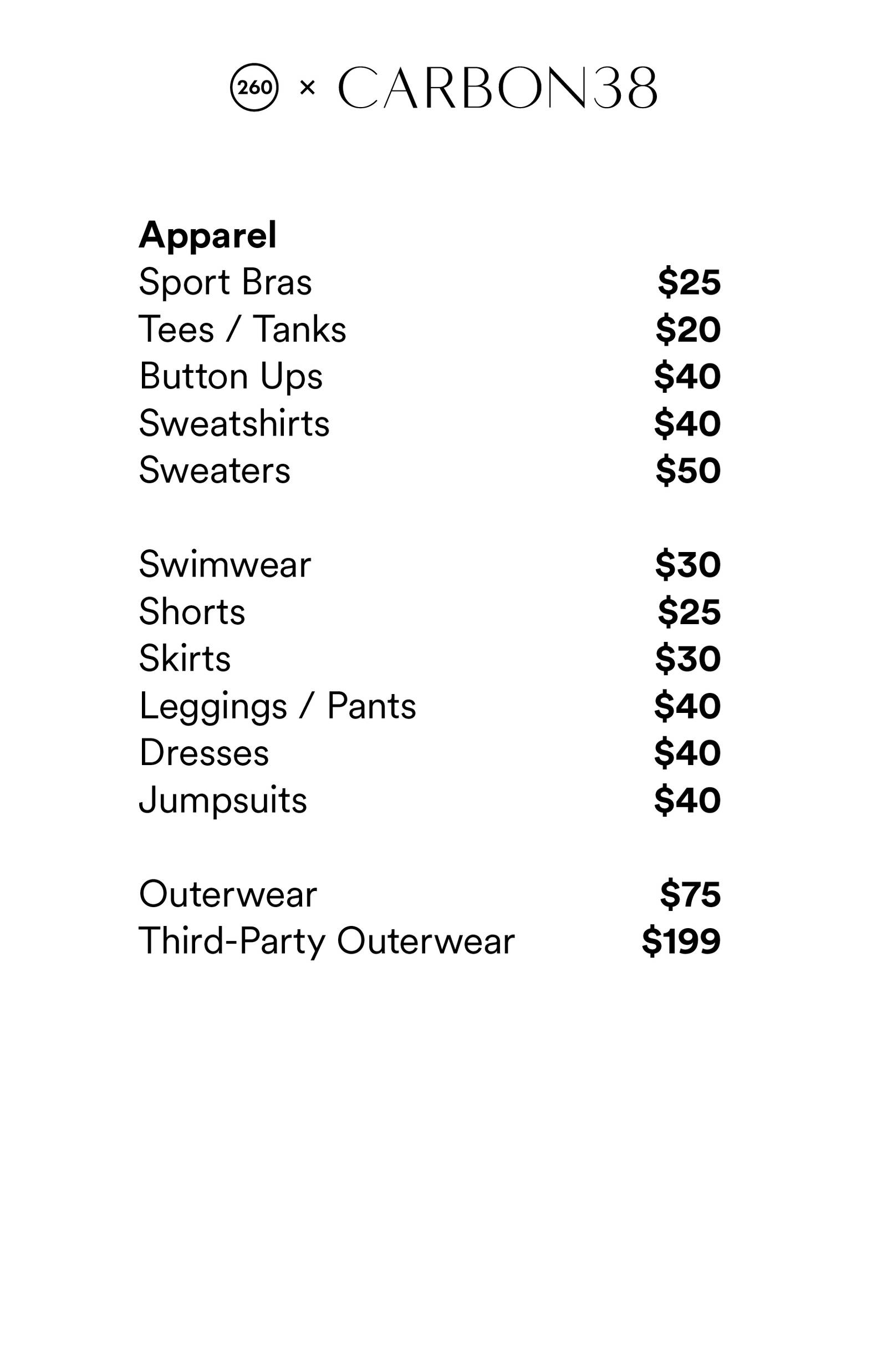 Price list