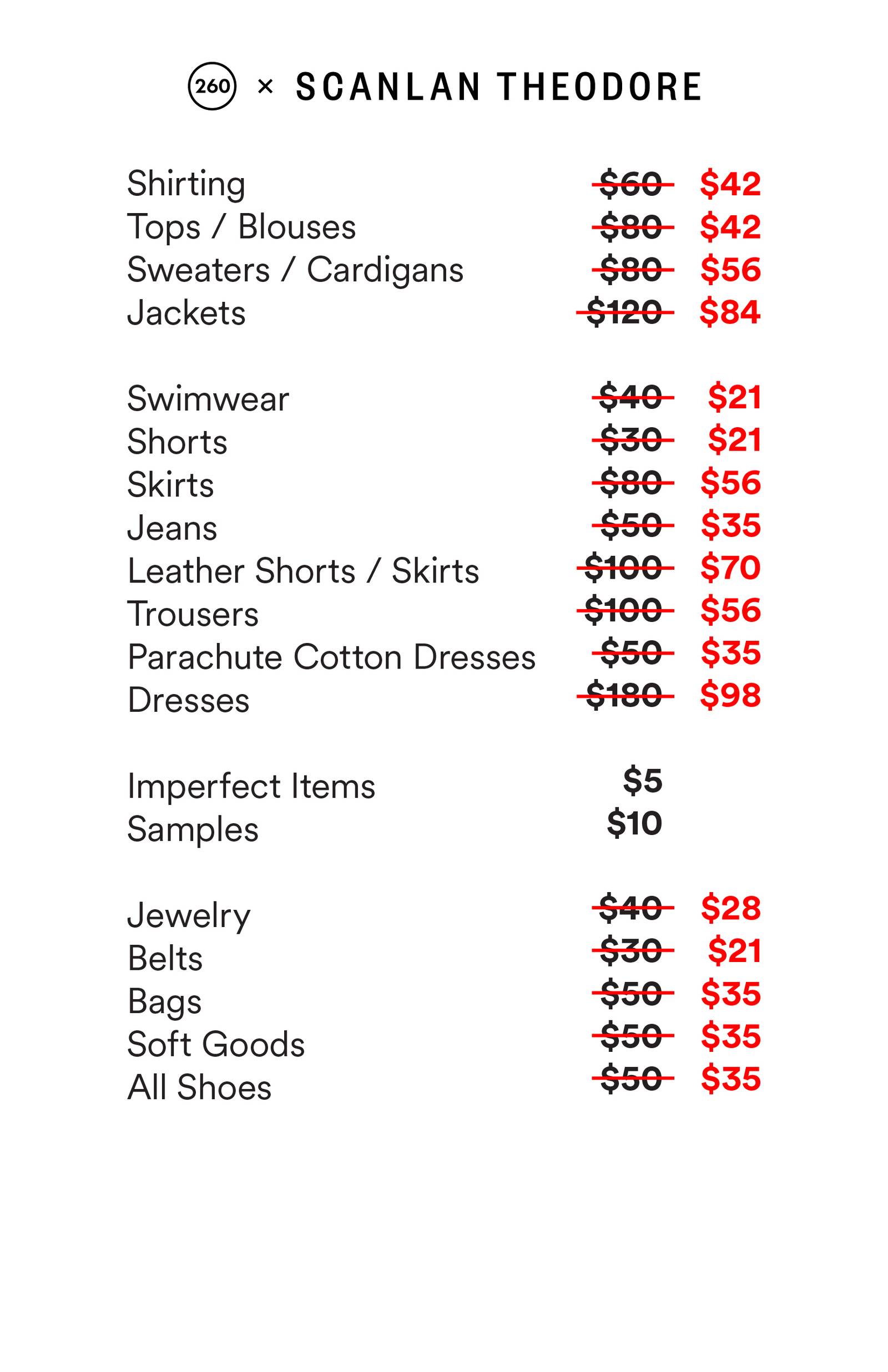 Price list