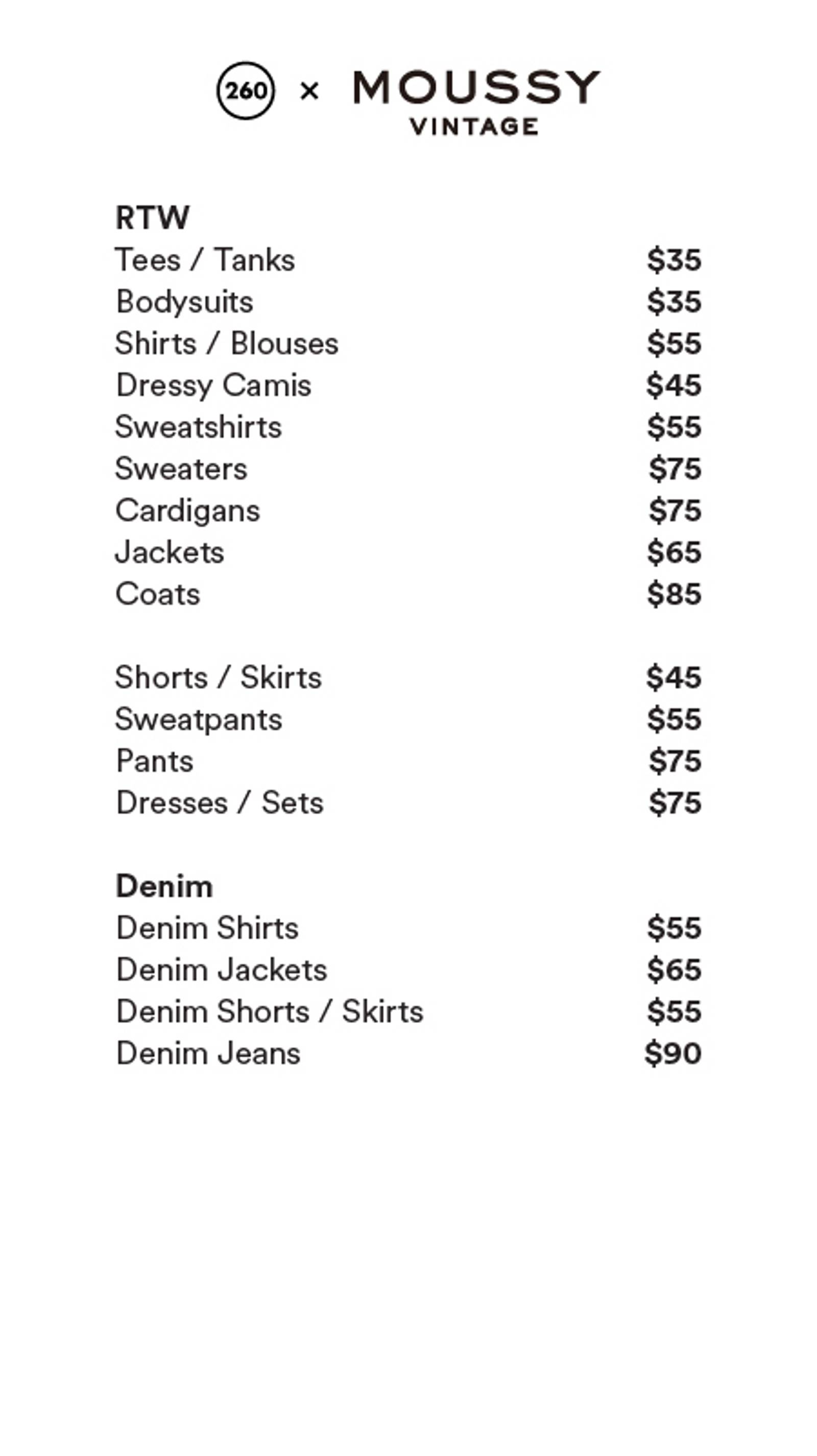 Price list