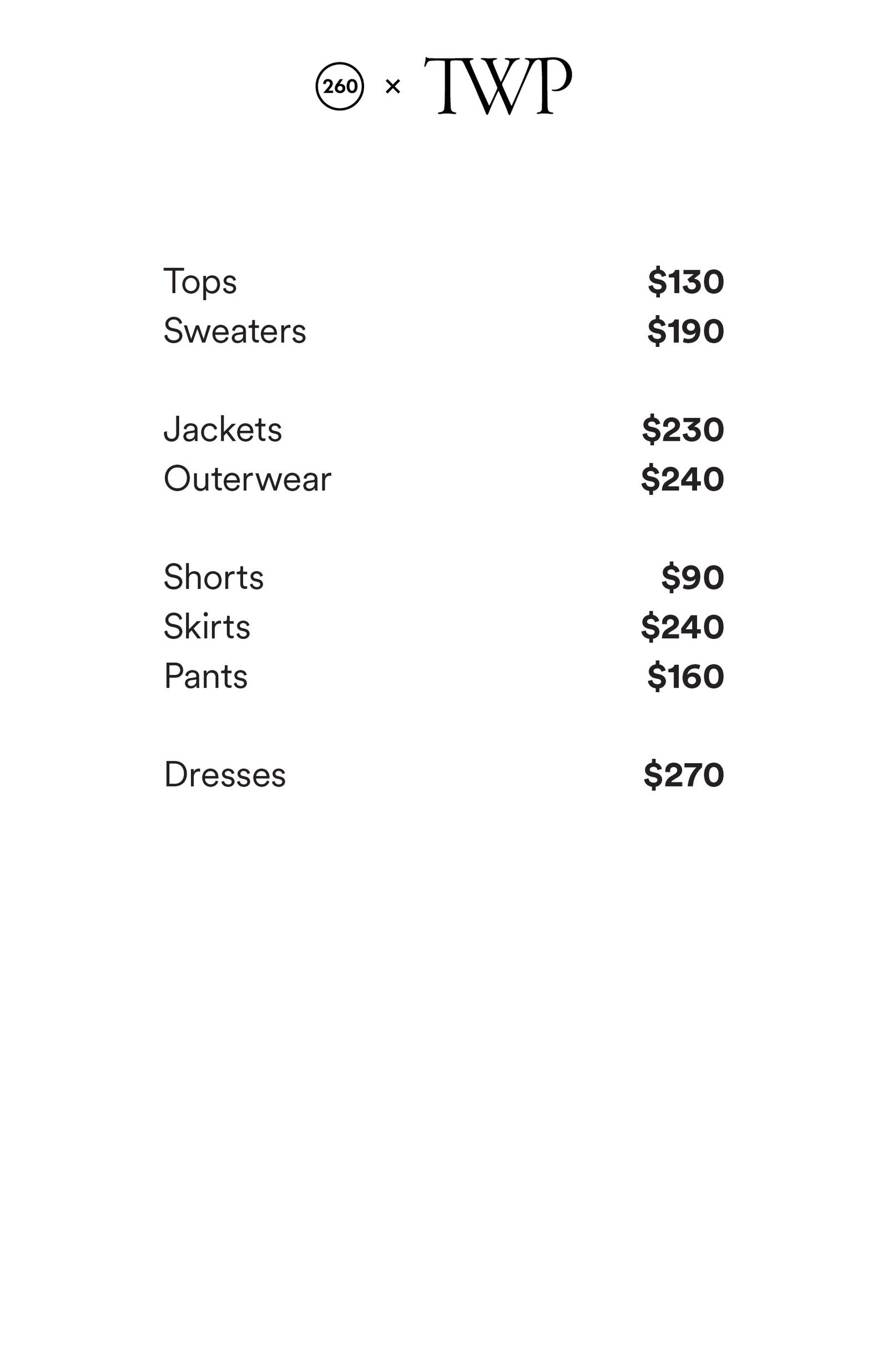 Price list