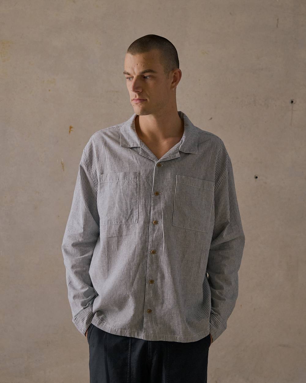 Hemp Stripe Long Sleeve Shirt