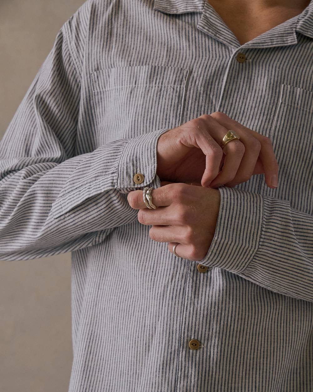 Hemp Stripe Long Sleeve Shirt