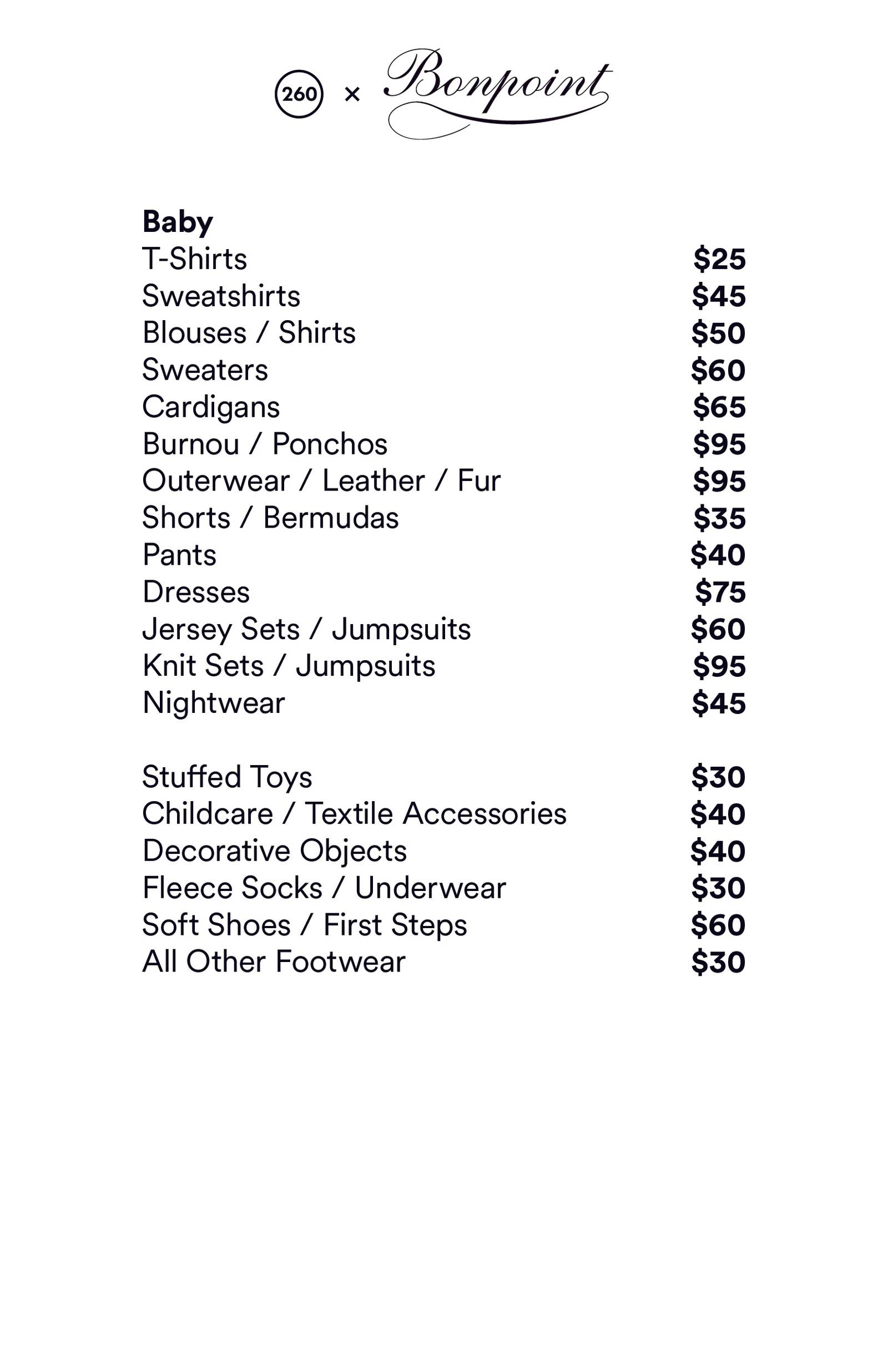 Price list