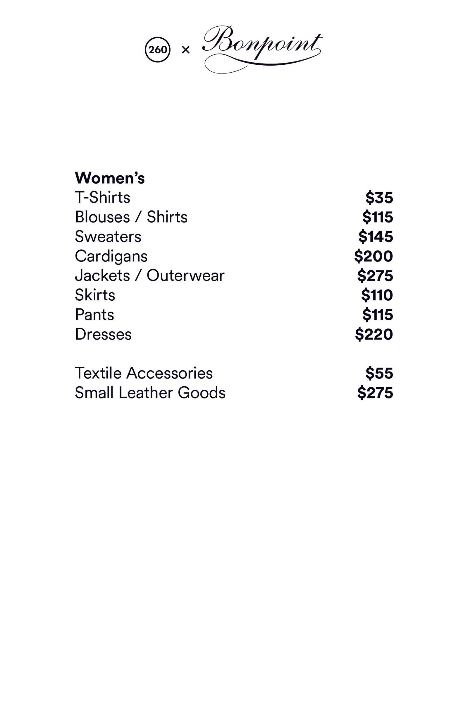 Price list