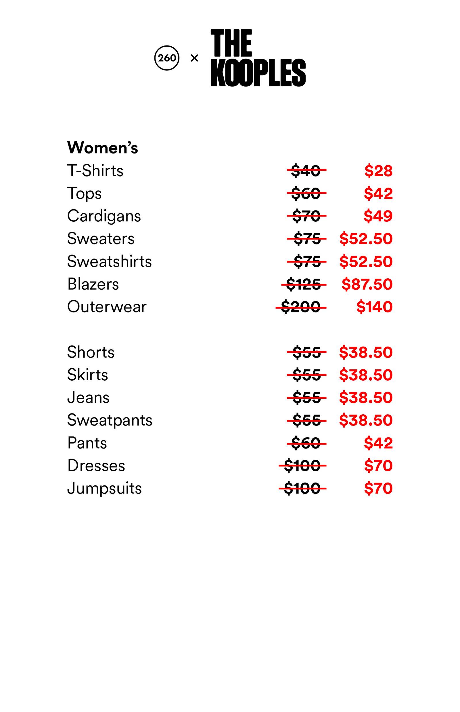 Price list