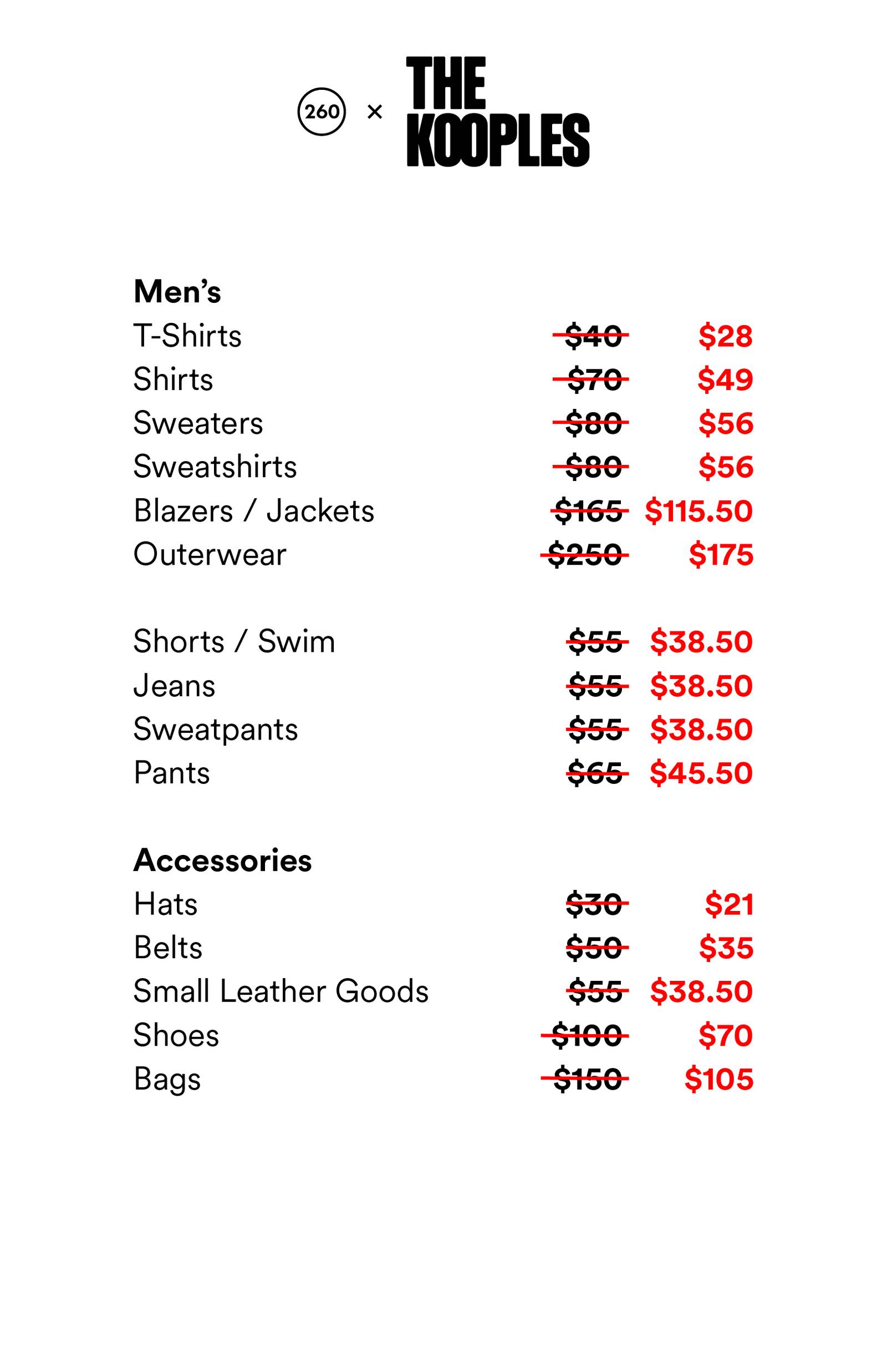 Price list