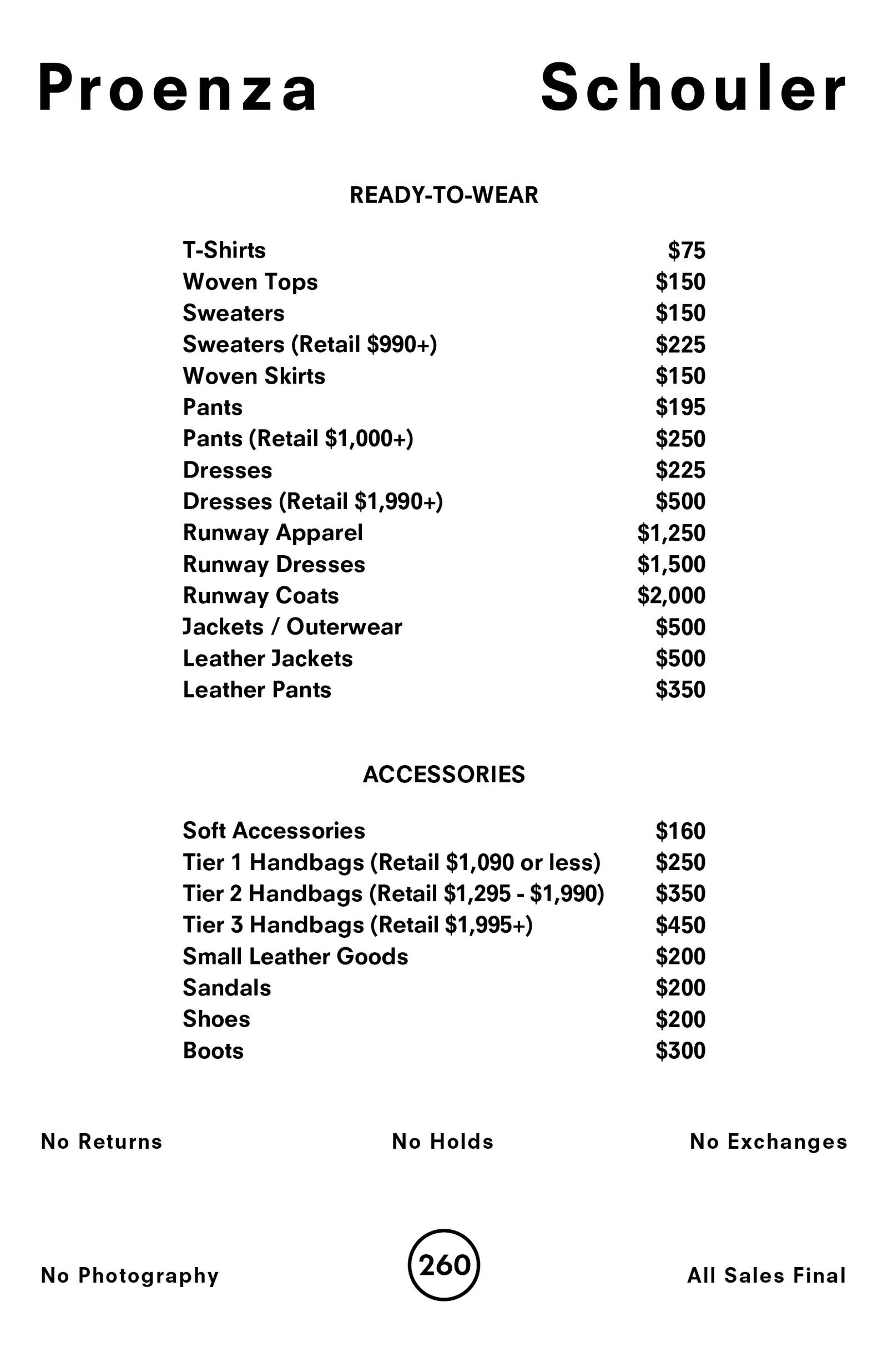 Price list