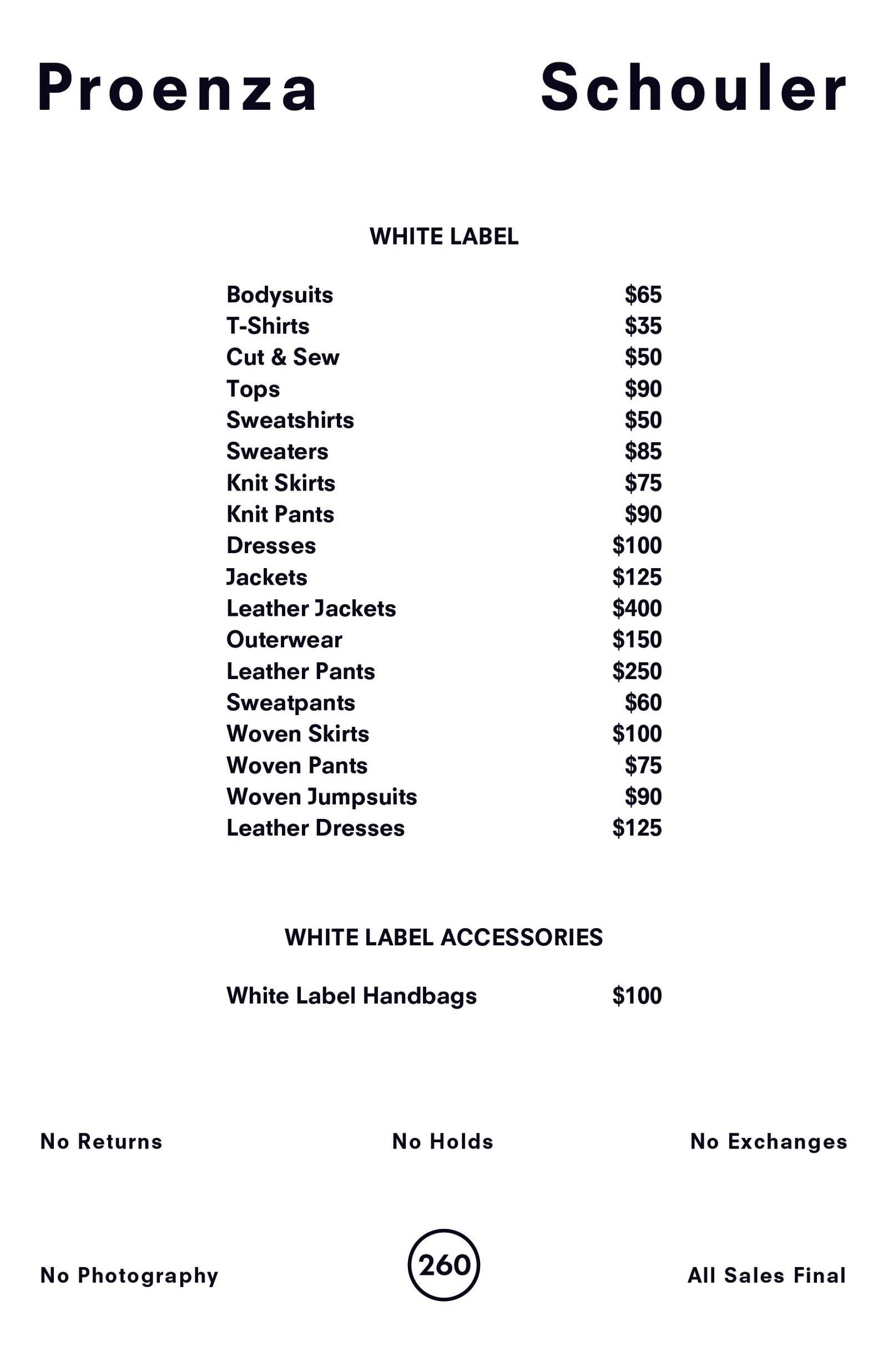 Price list