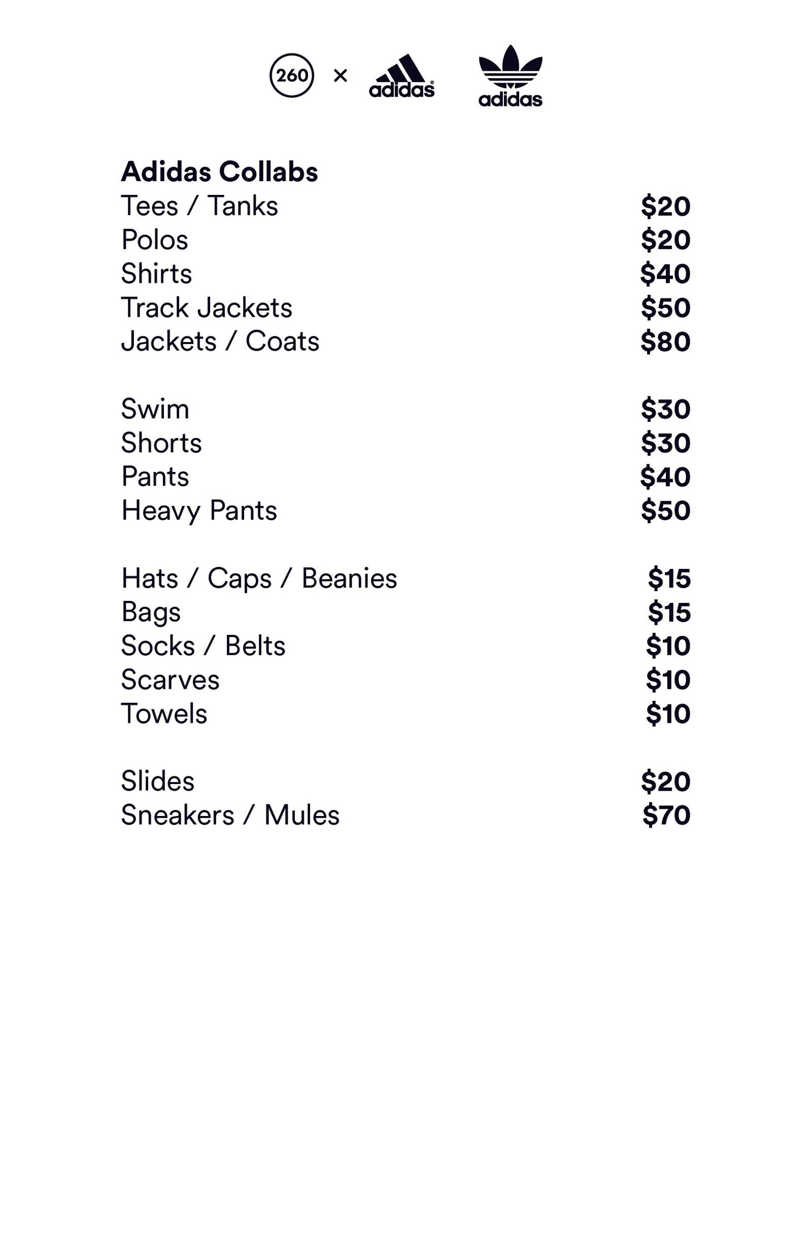 Price list