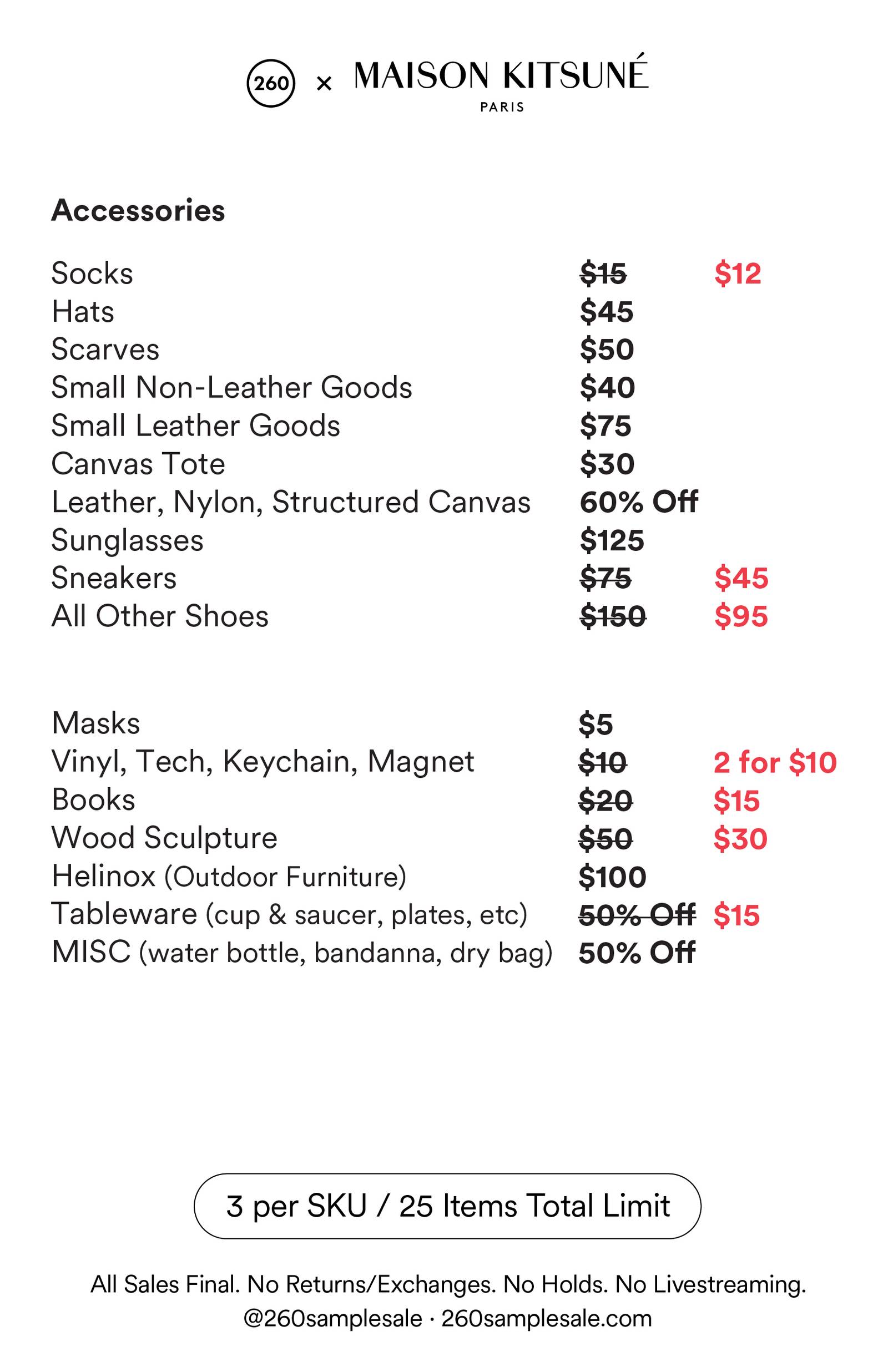 Price list