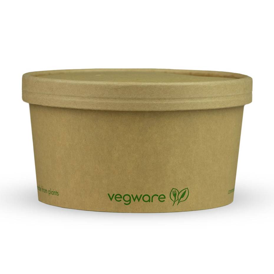 Round Paper Lid with Vents - Aqueous Lined - Kraft - 150 Series